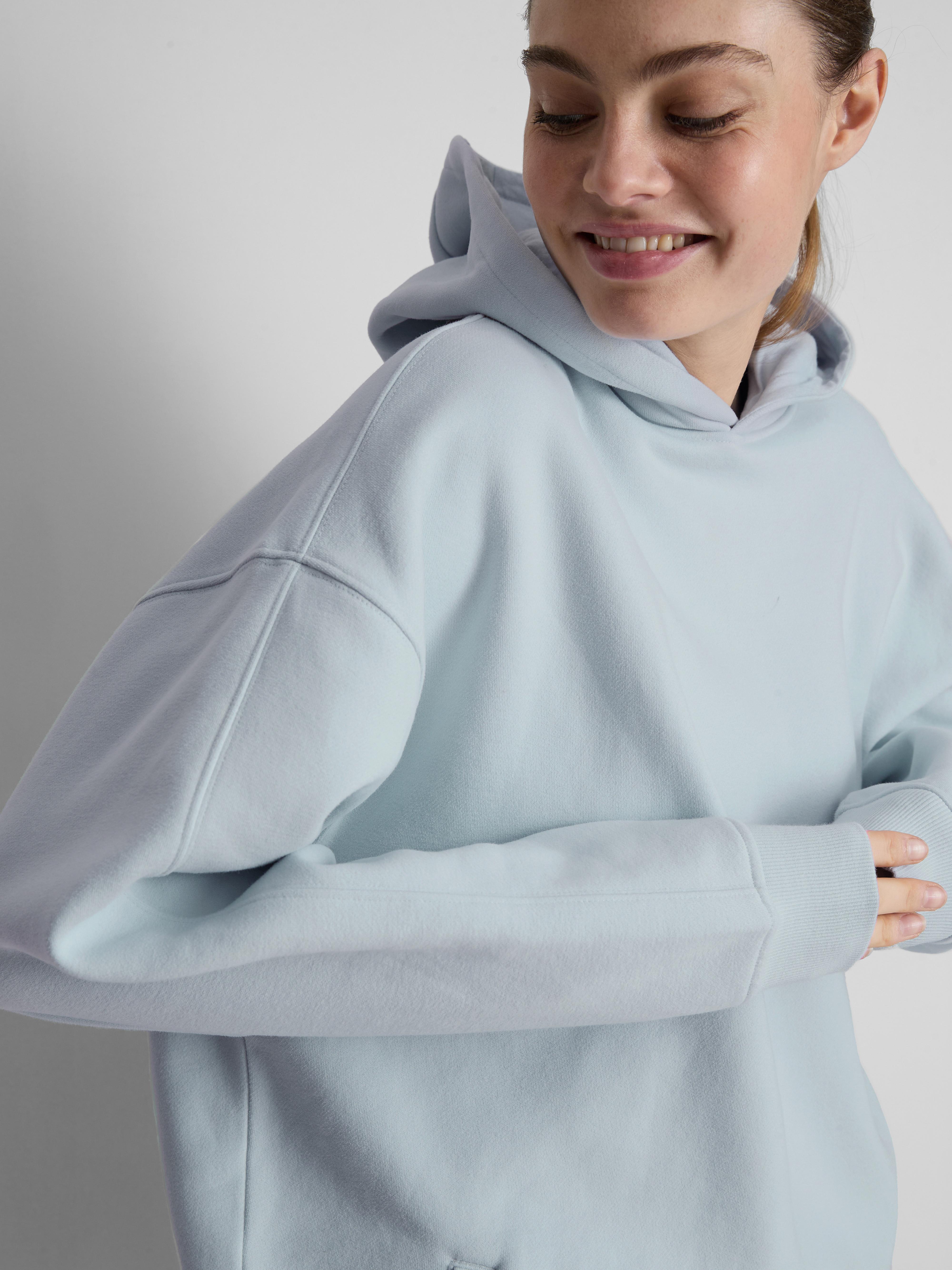 Women's Blue Cotton-Rich Oversized Hoodie