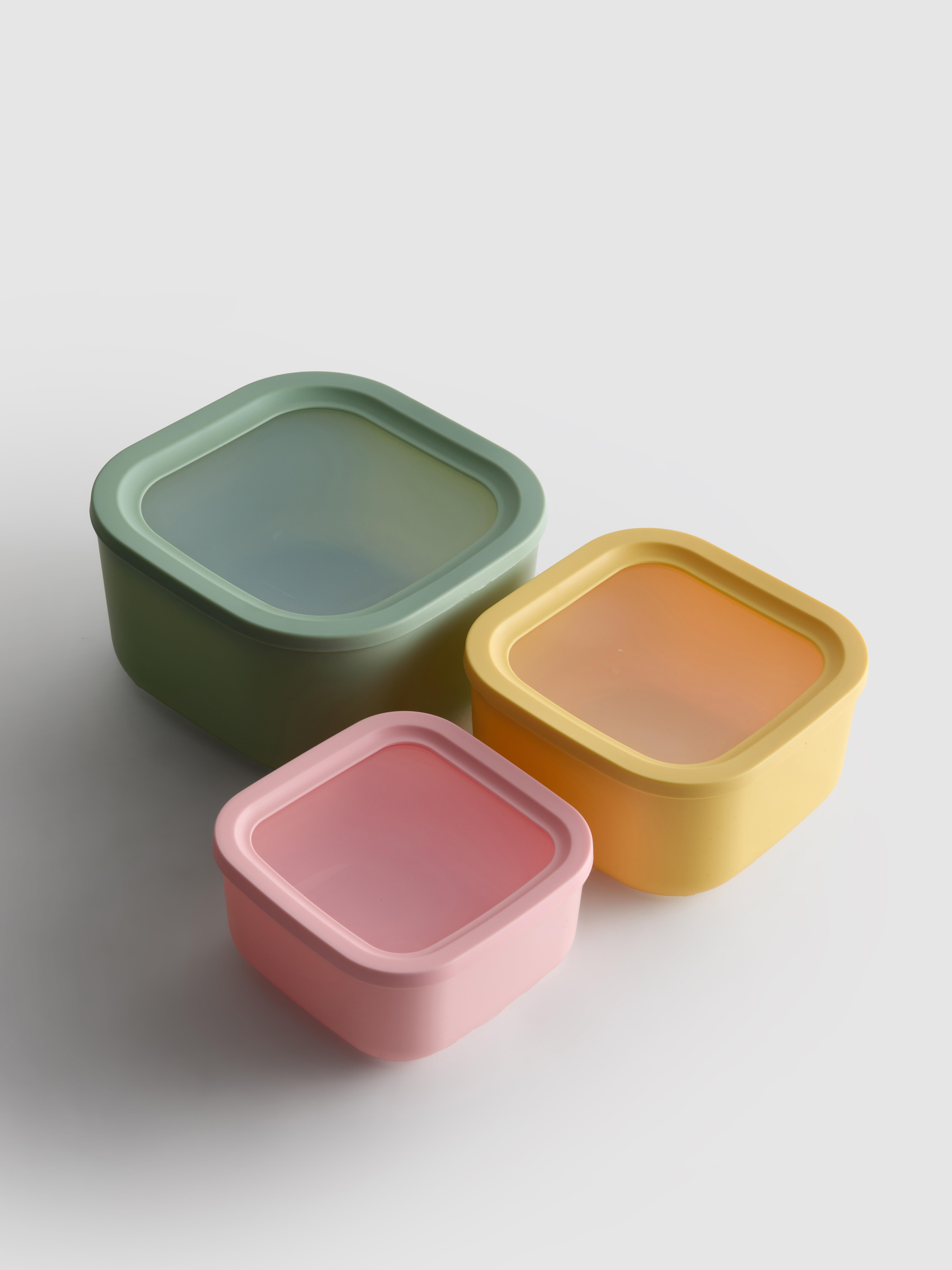 3 úložné kelímky na potraviny s víkem