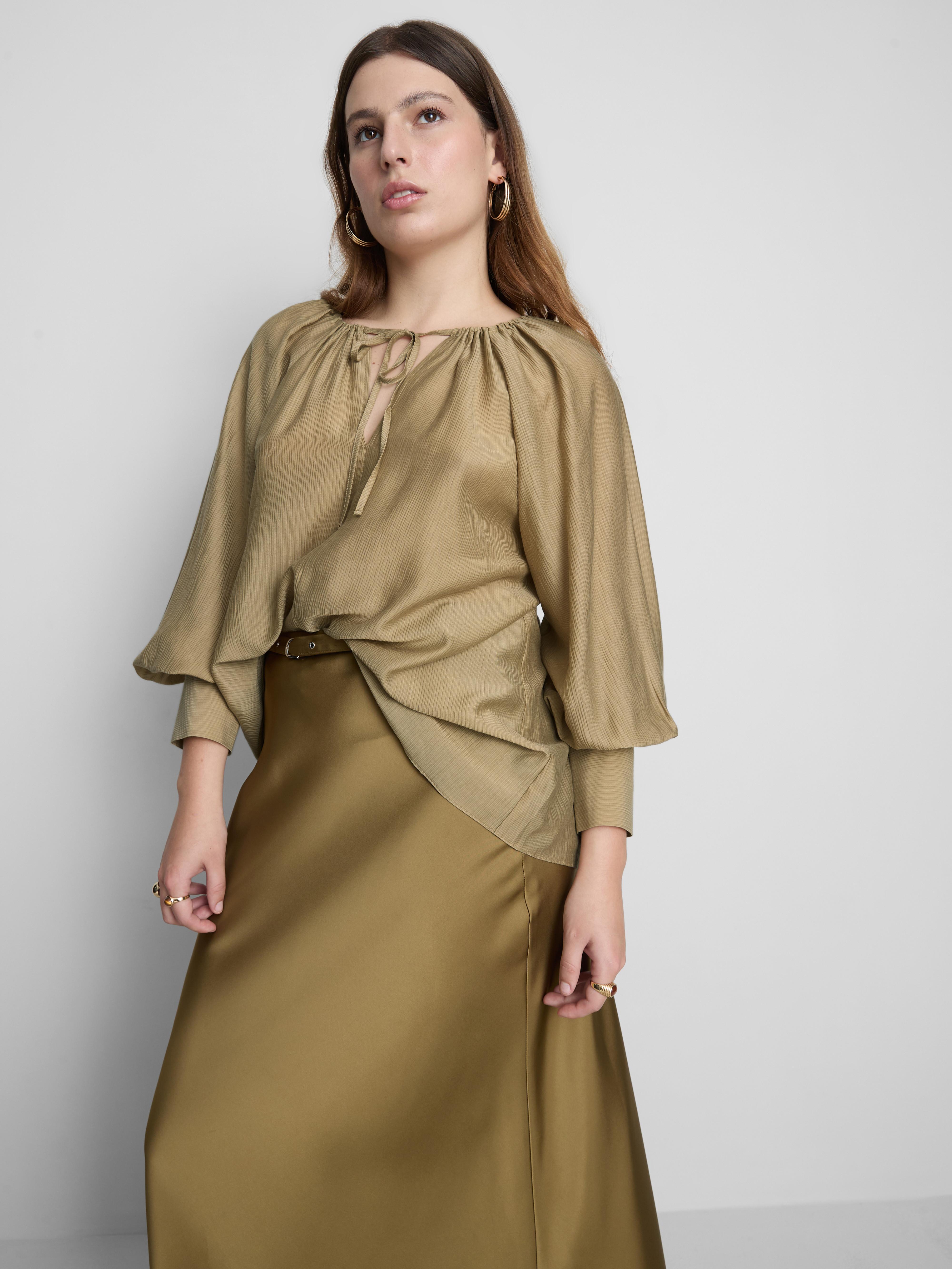 Tie Neck Shimmer Blouse