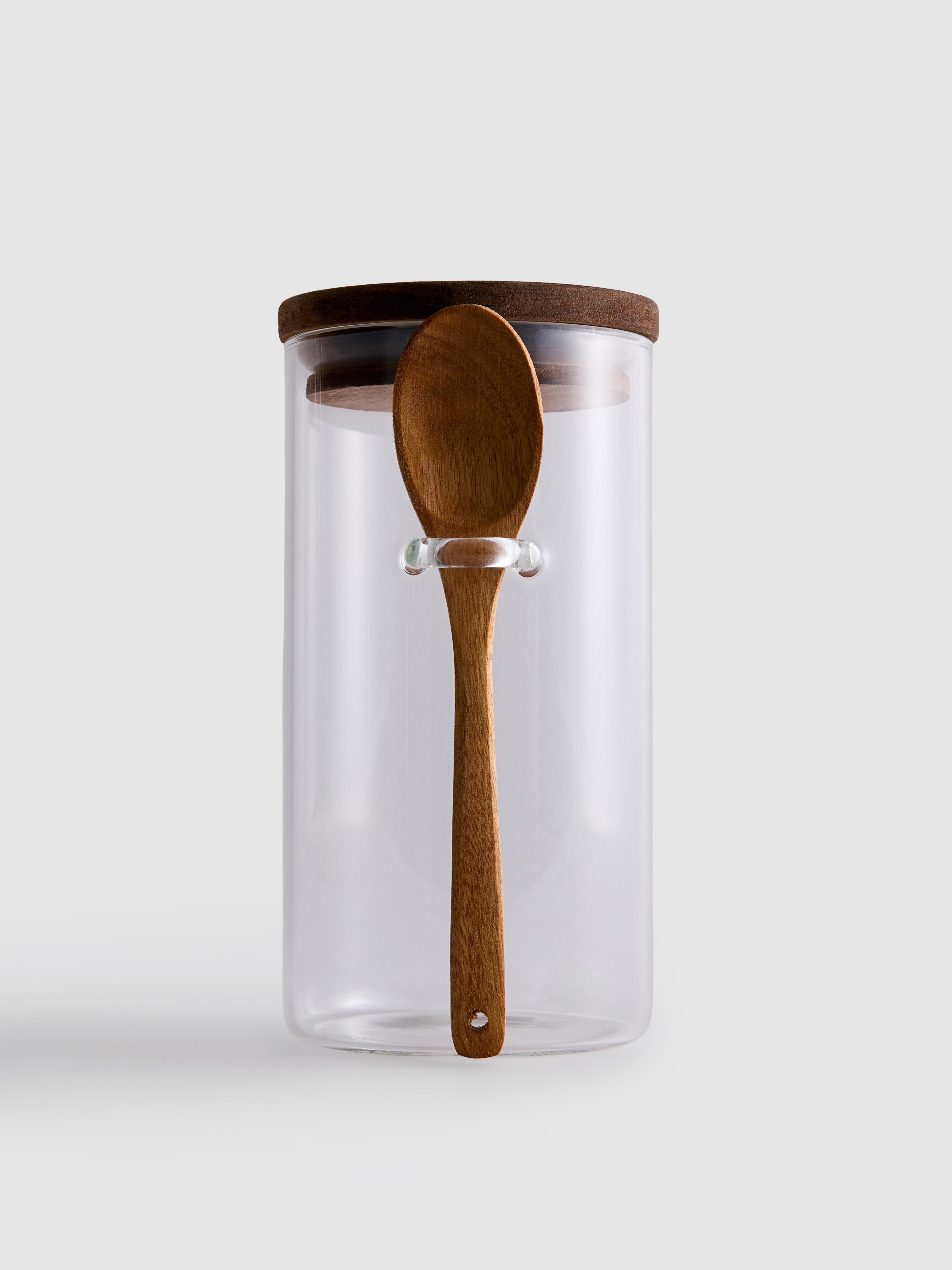 Lidded Glass Canister With Spoon