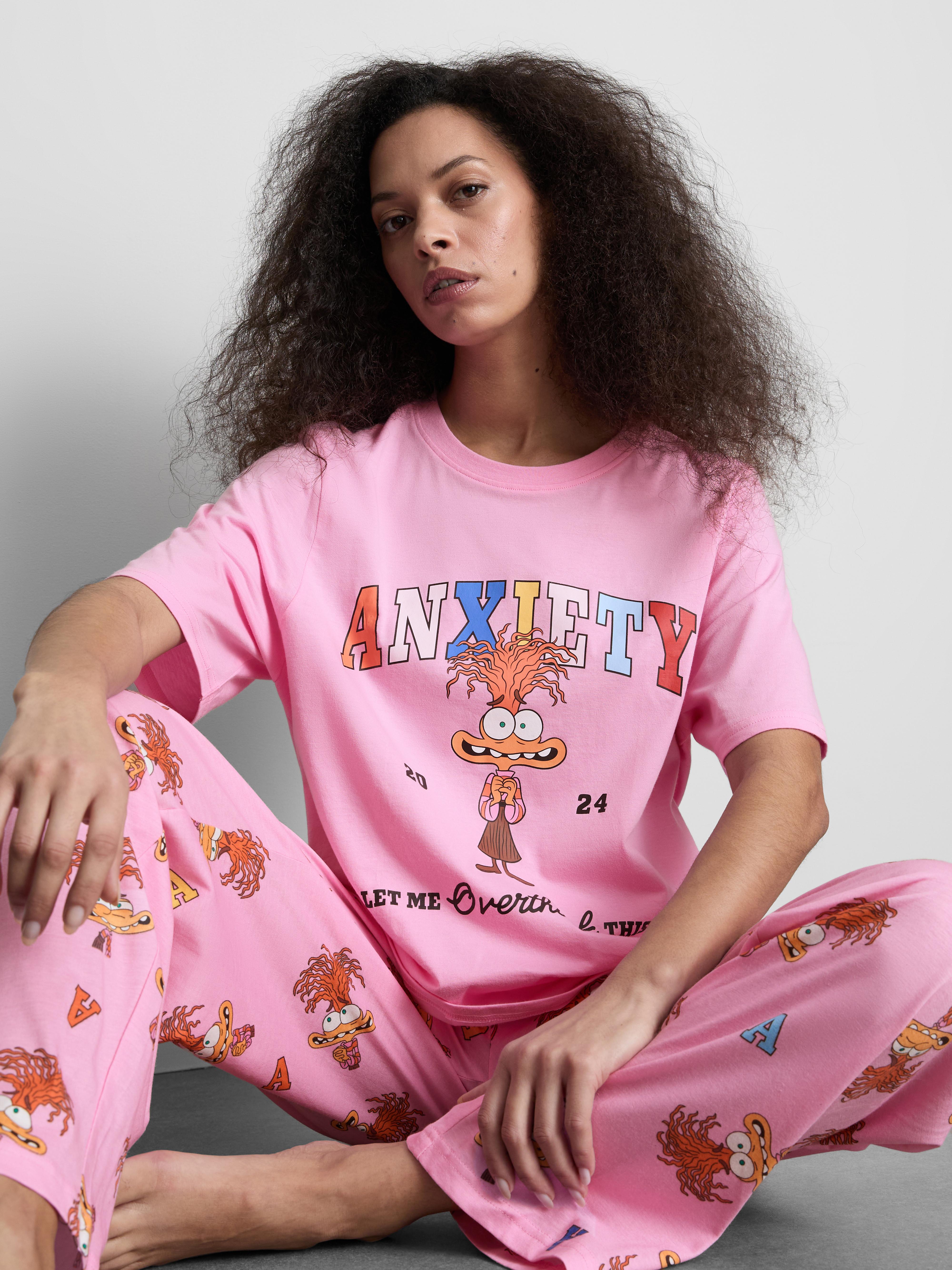 Women's Light Pink Disney's Inside Out Anxiety Pajamas