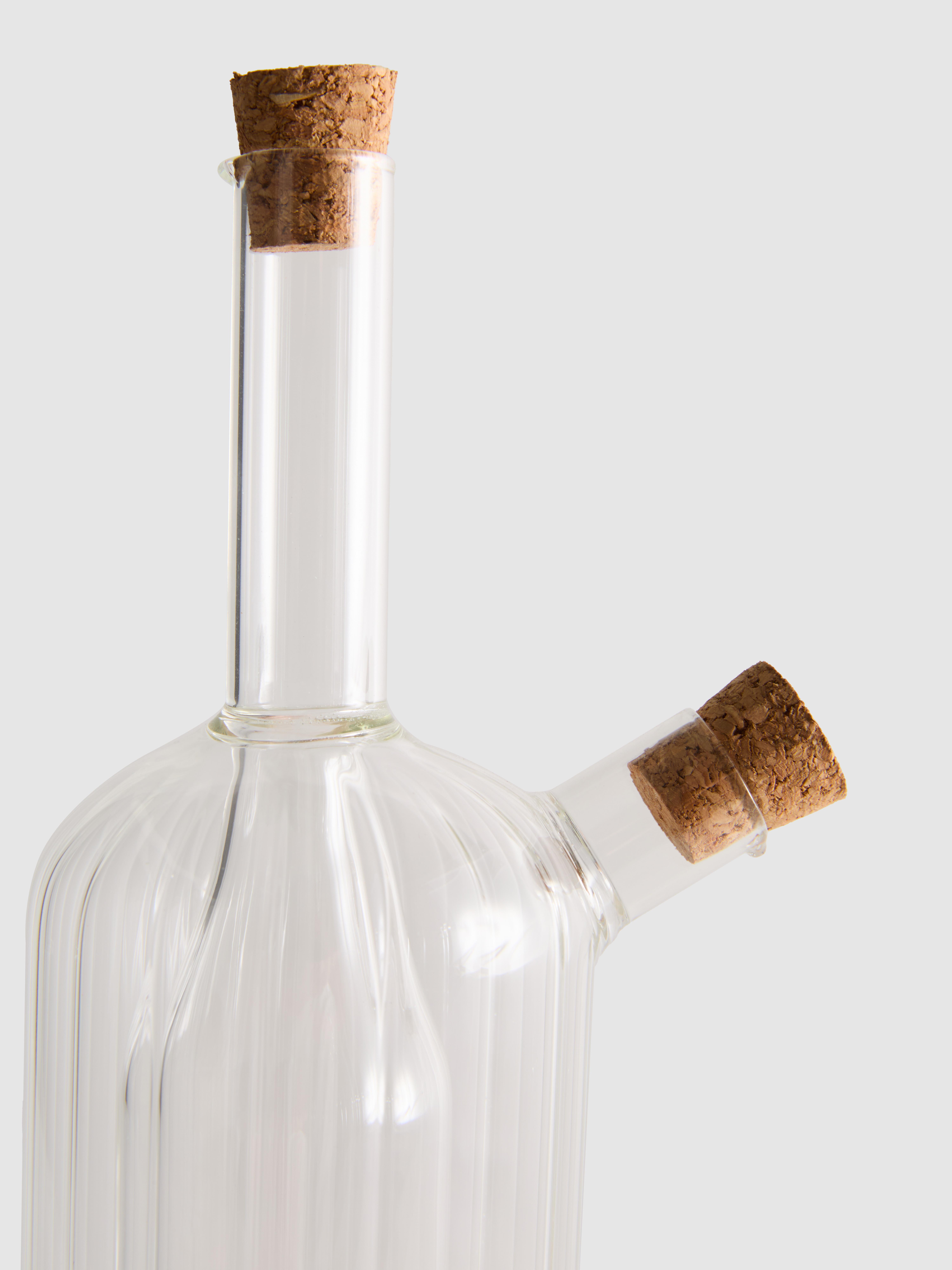 Double carafe à huile côtelée