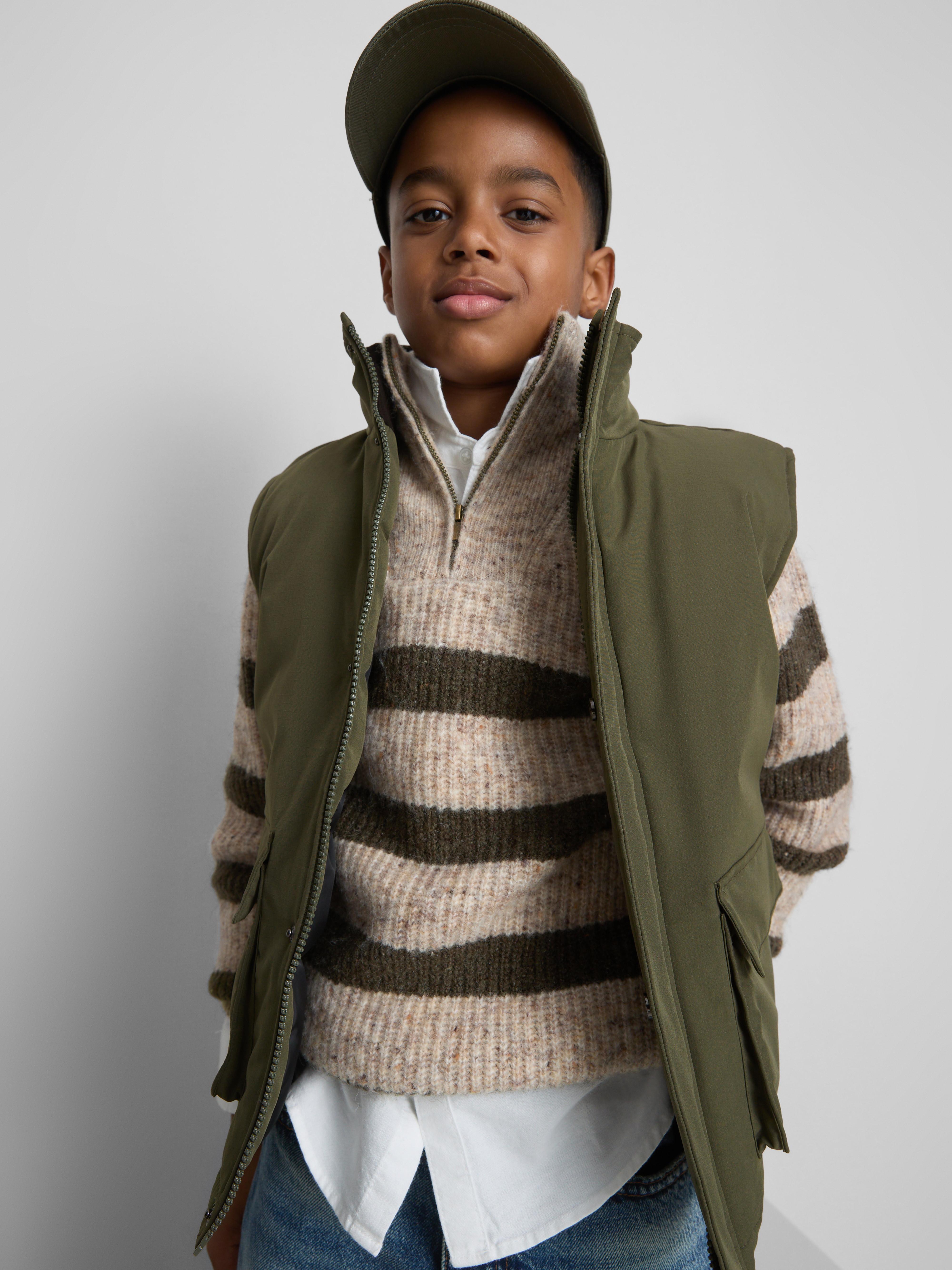 Boys Olive 7-15yrs | Zip-Up Gilet