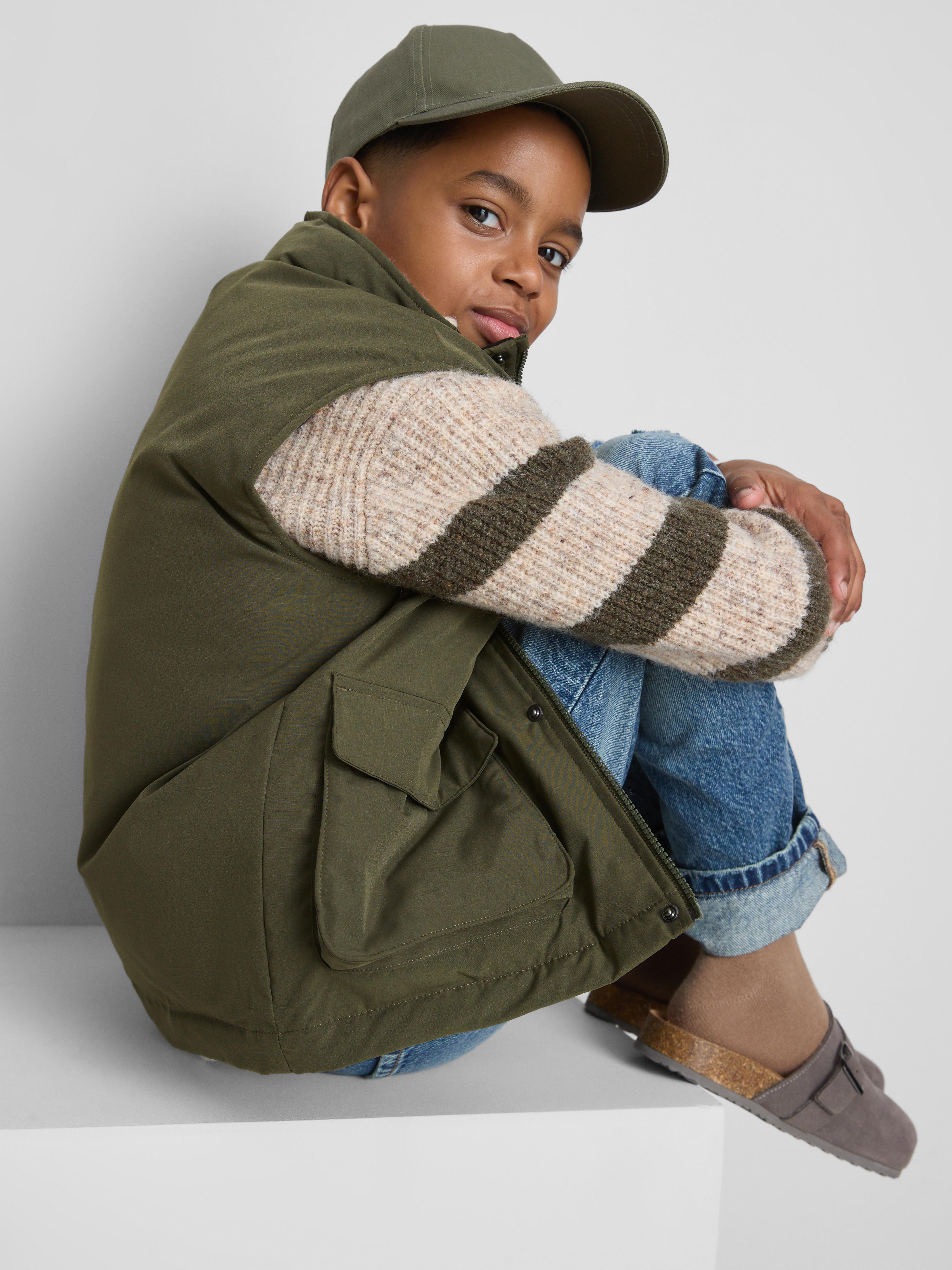 Boys Olive 7-15yrs | Zip-Up Gilet