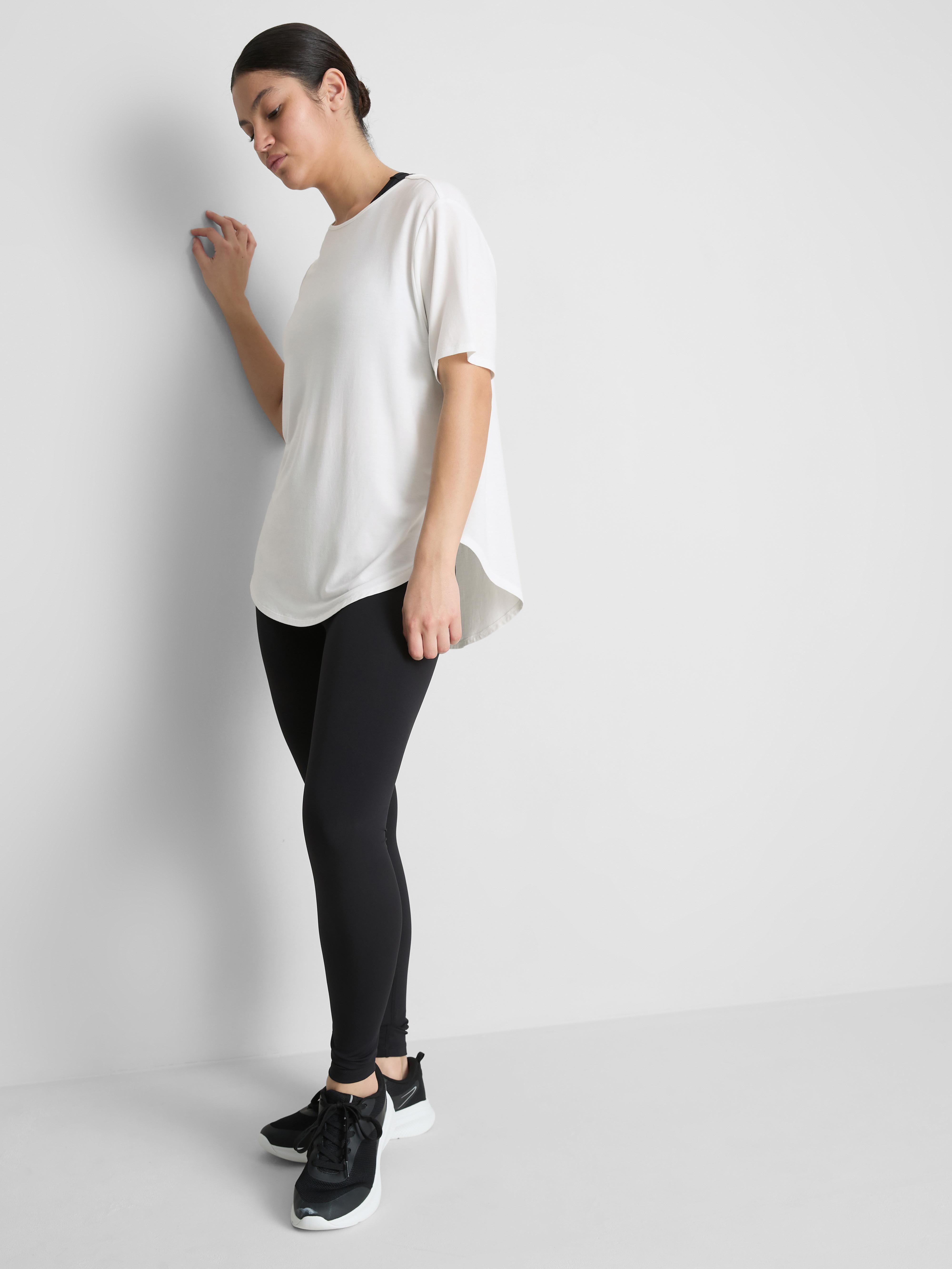 Women's Ivory Curved Hem Active Tee