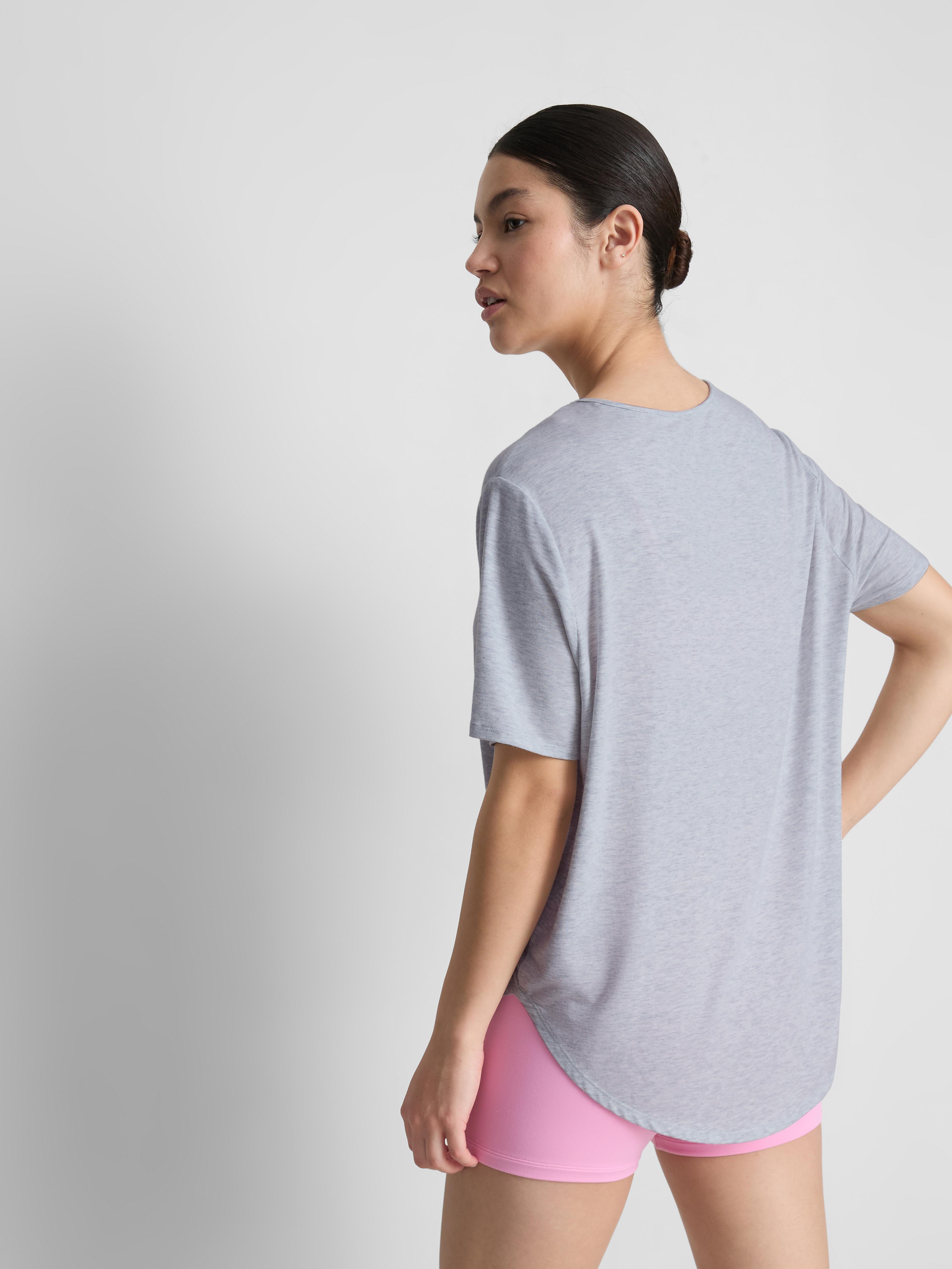 Women's Gray Heather Curved Hem Active Tee