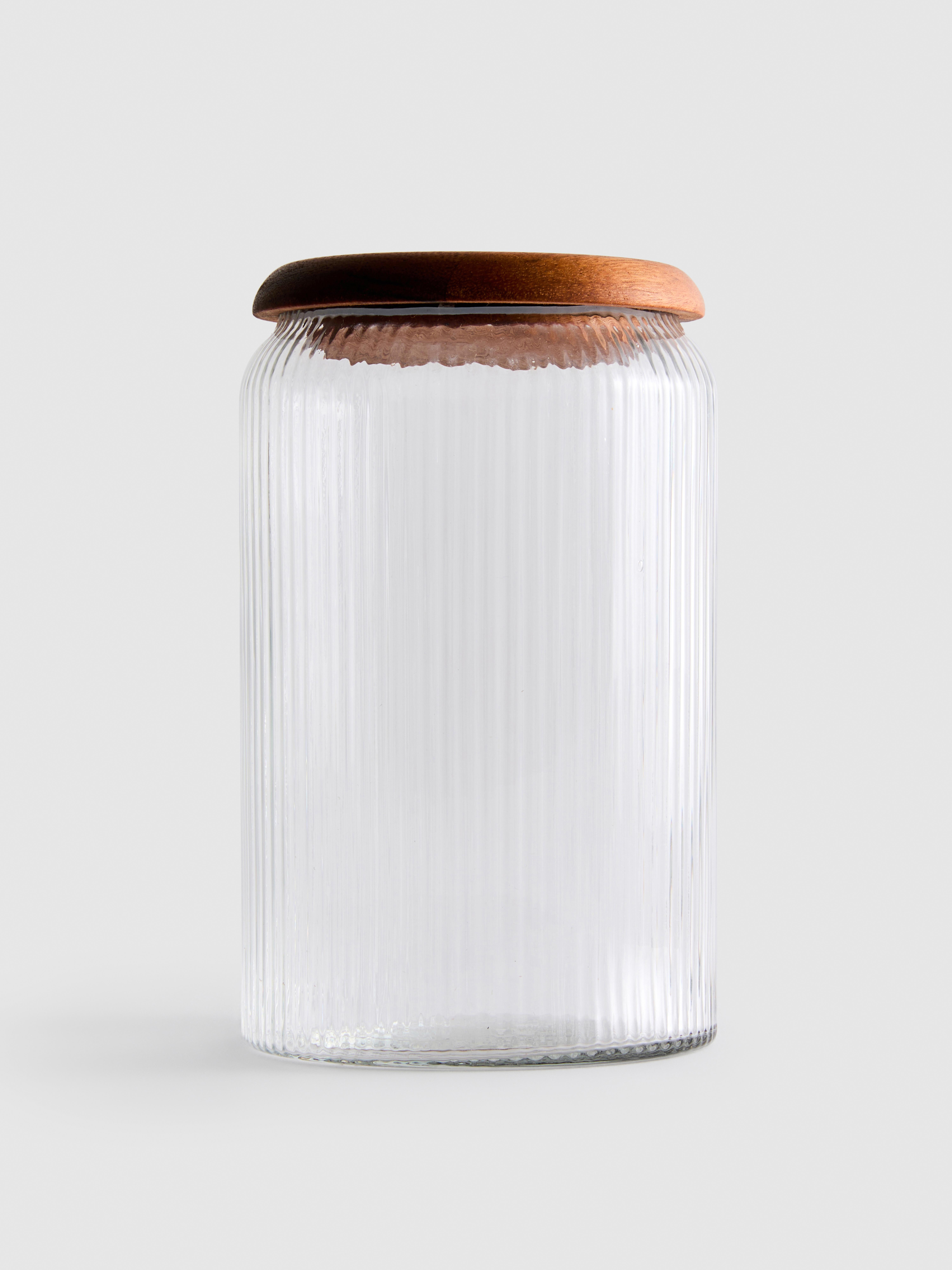 Opbergpot van geribbeld glas