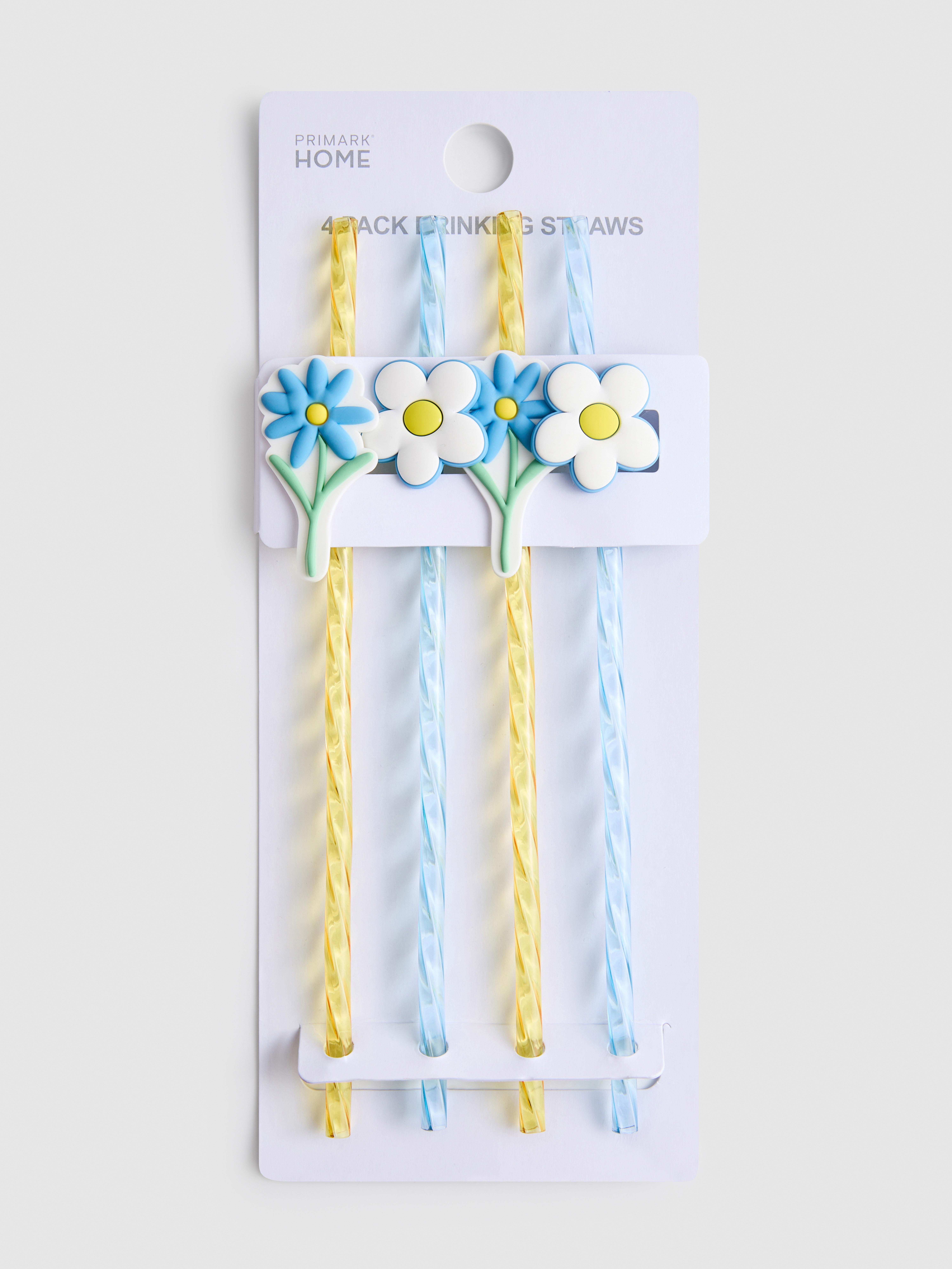 Lot de 4 pailles torsadées à fleurs