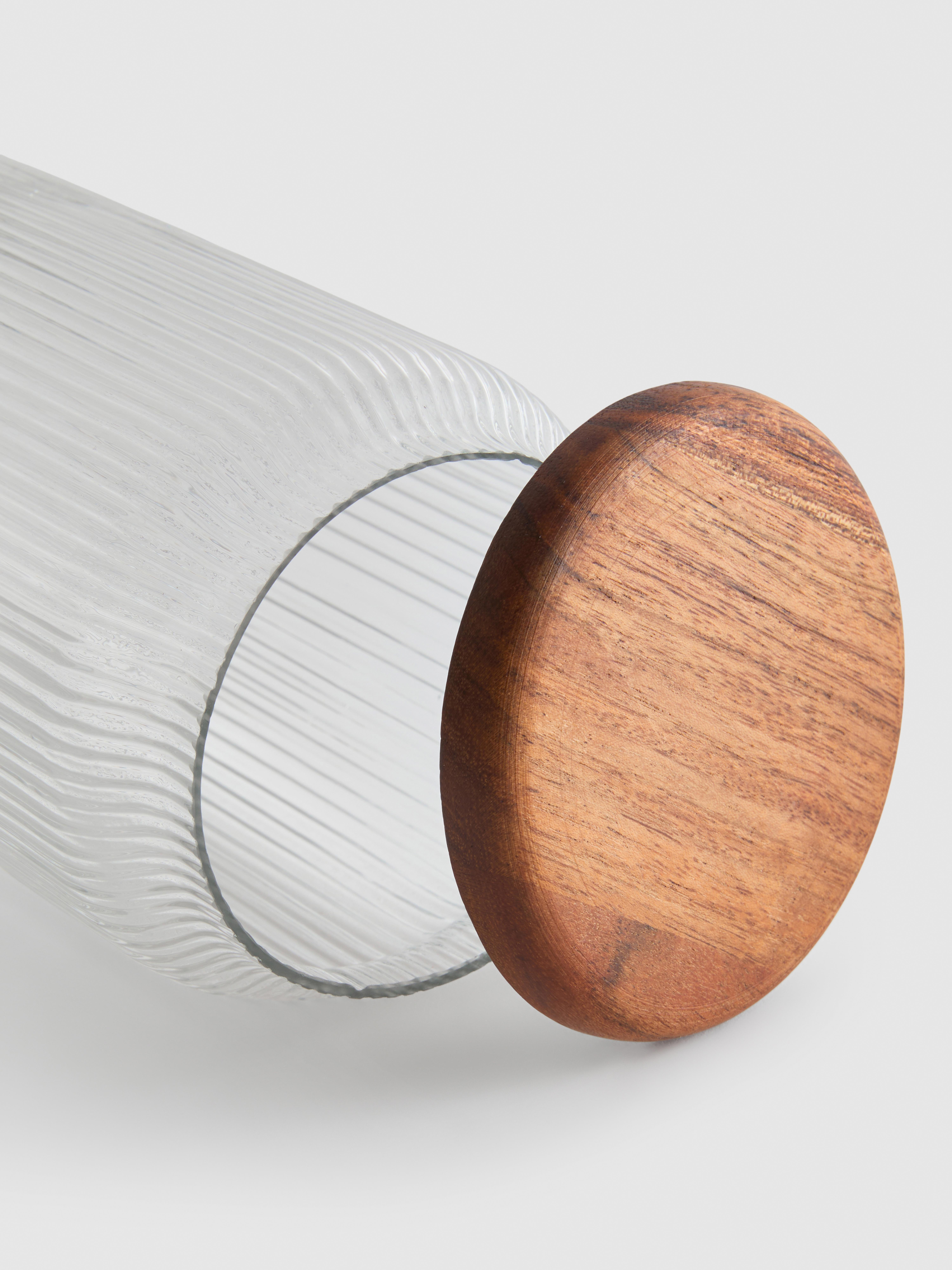 Tall Ribbed Glass Storage Jar