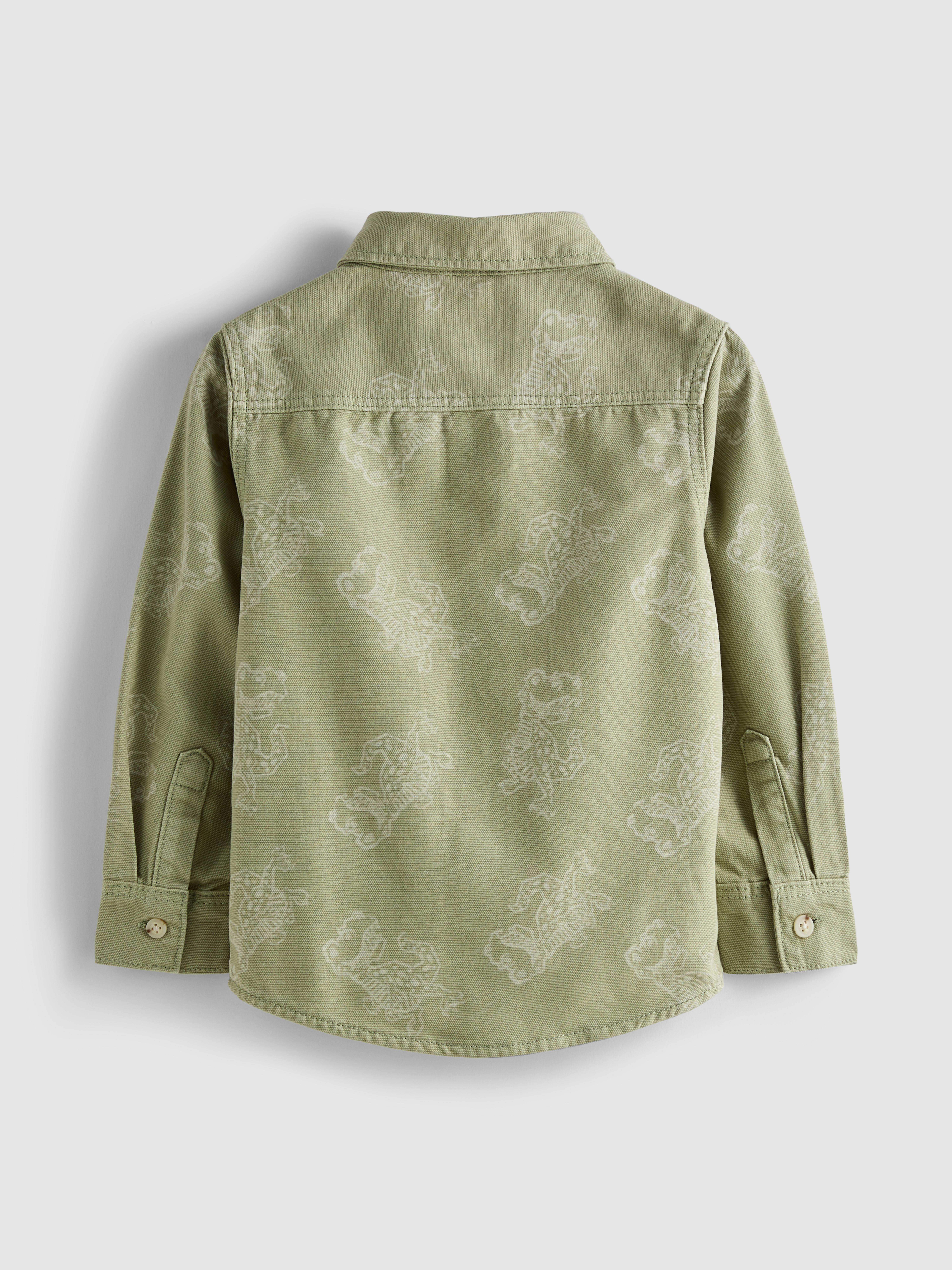 Boys Green 1.5-8yrs | Printed Canvas Shirt