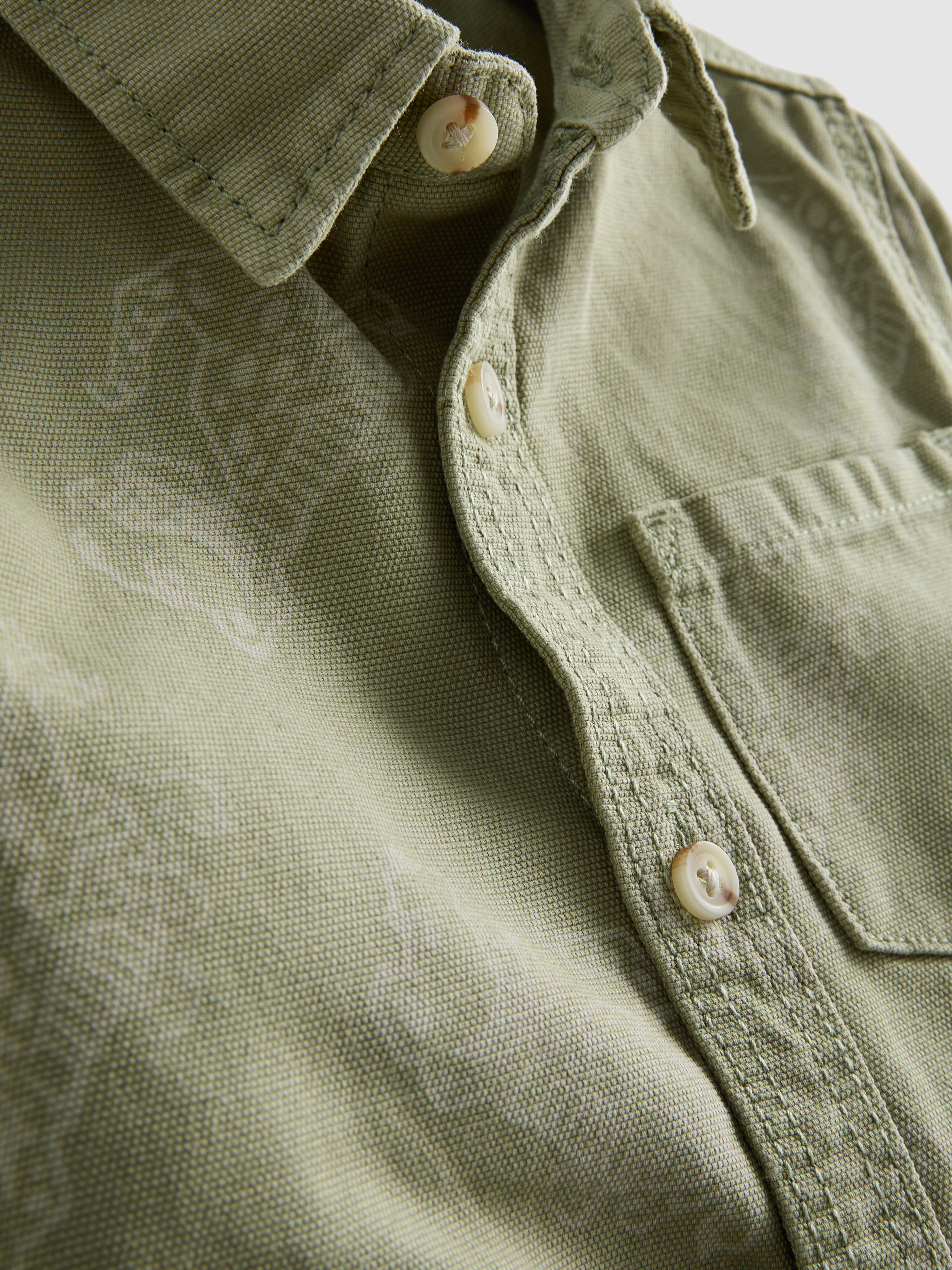 Boys Green 1.5-8yrs | Printed Canvas Shirt