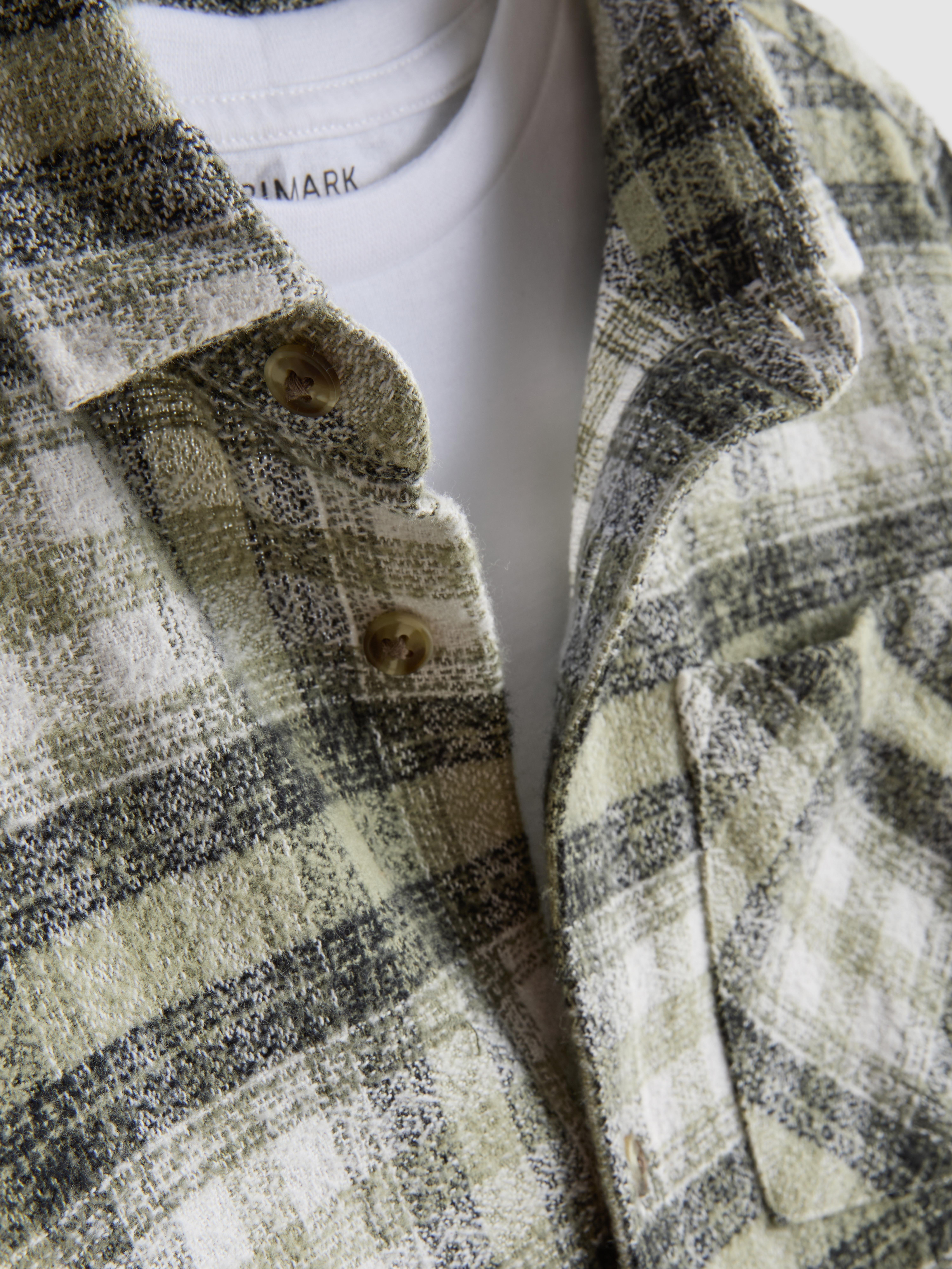 Boys Green 7-15yrs | T-Shirt and Check Shirt Set