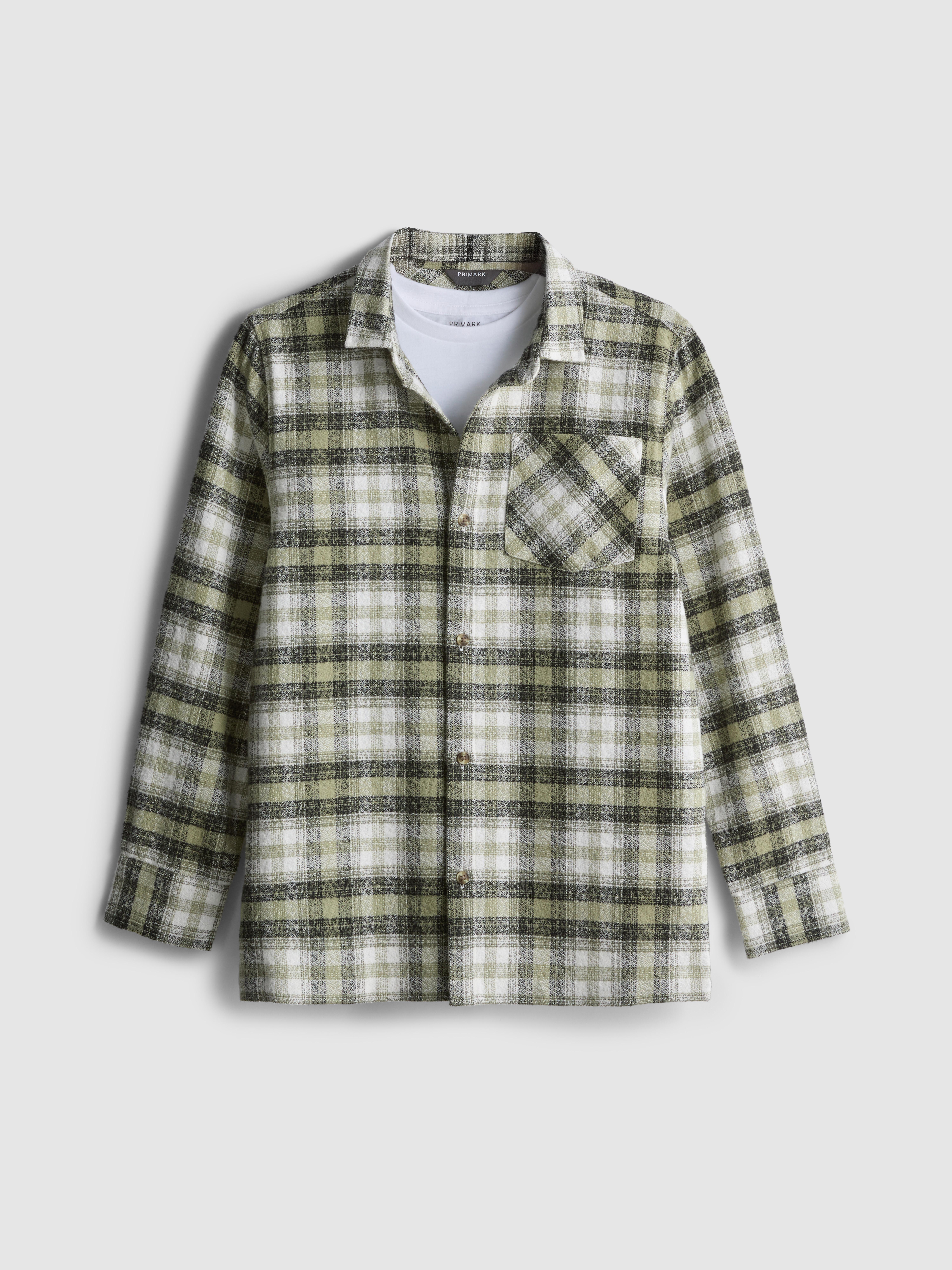 Boys Green 7-15yrs | T-Shirt and Check Shirt Set