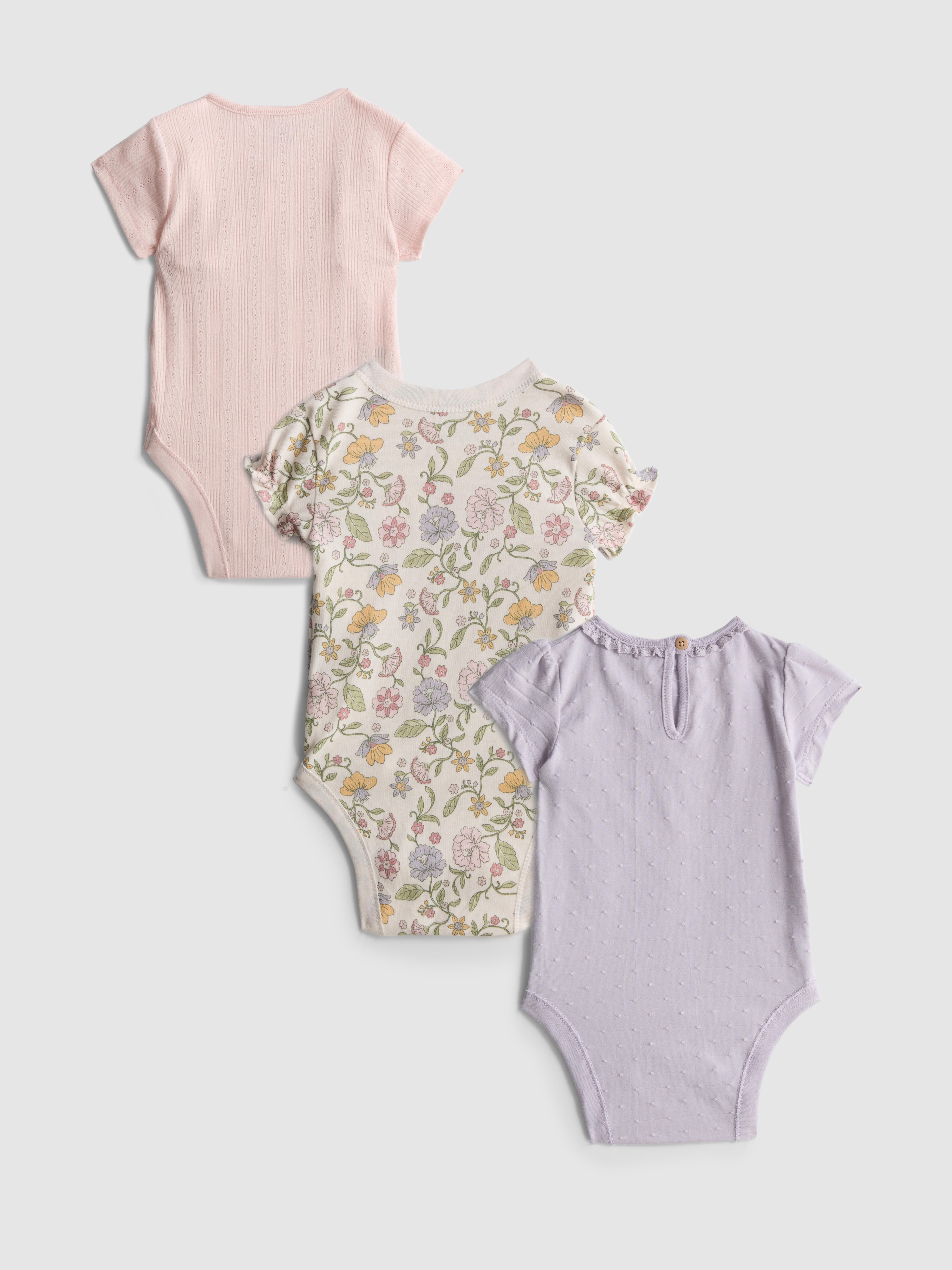 0-18mths | 3pk Room to Grow Short Sleeve Newborn Bodysuits