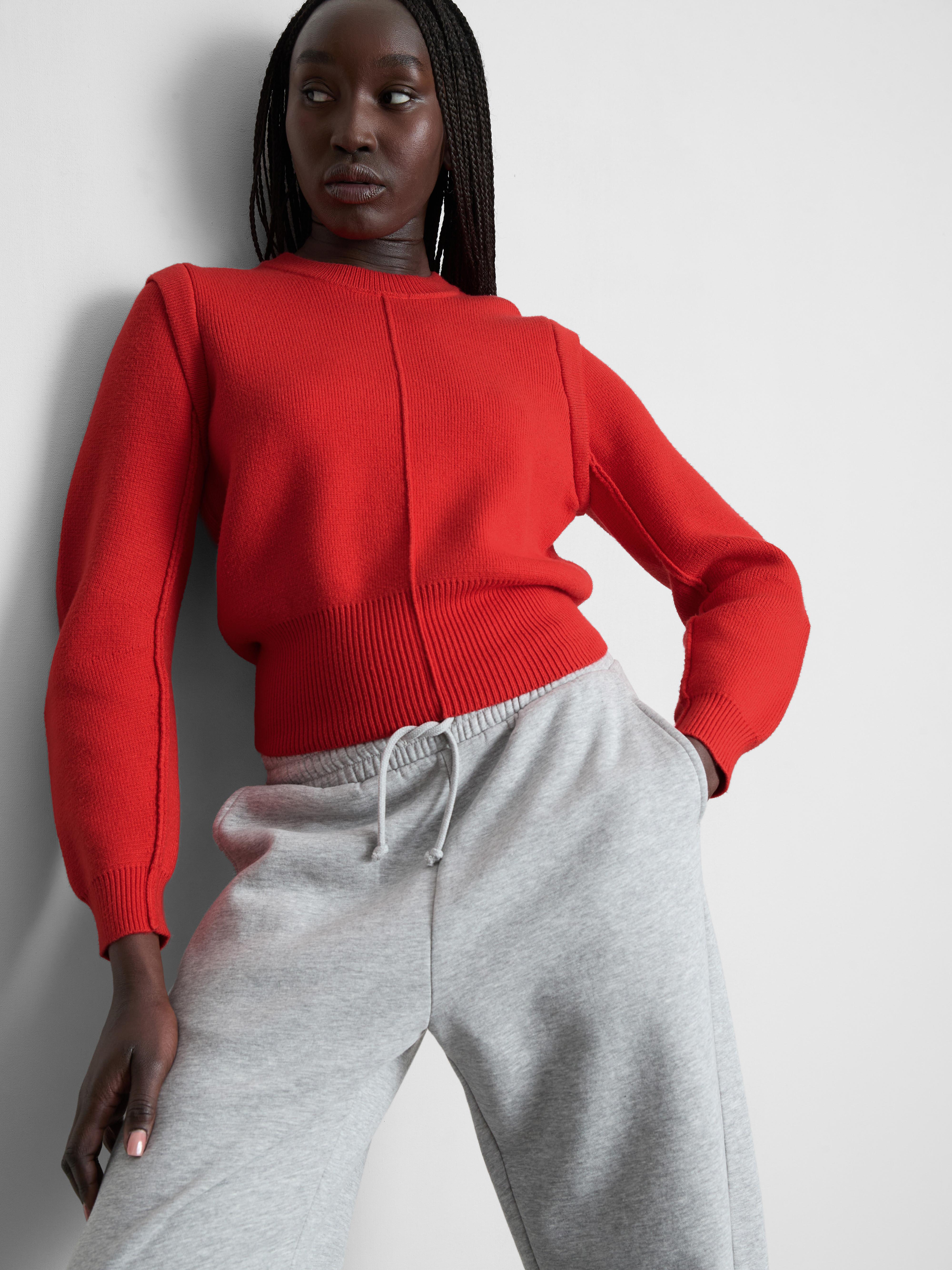 Rita Ora Cropped Exposed Seam Jumper