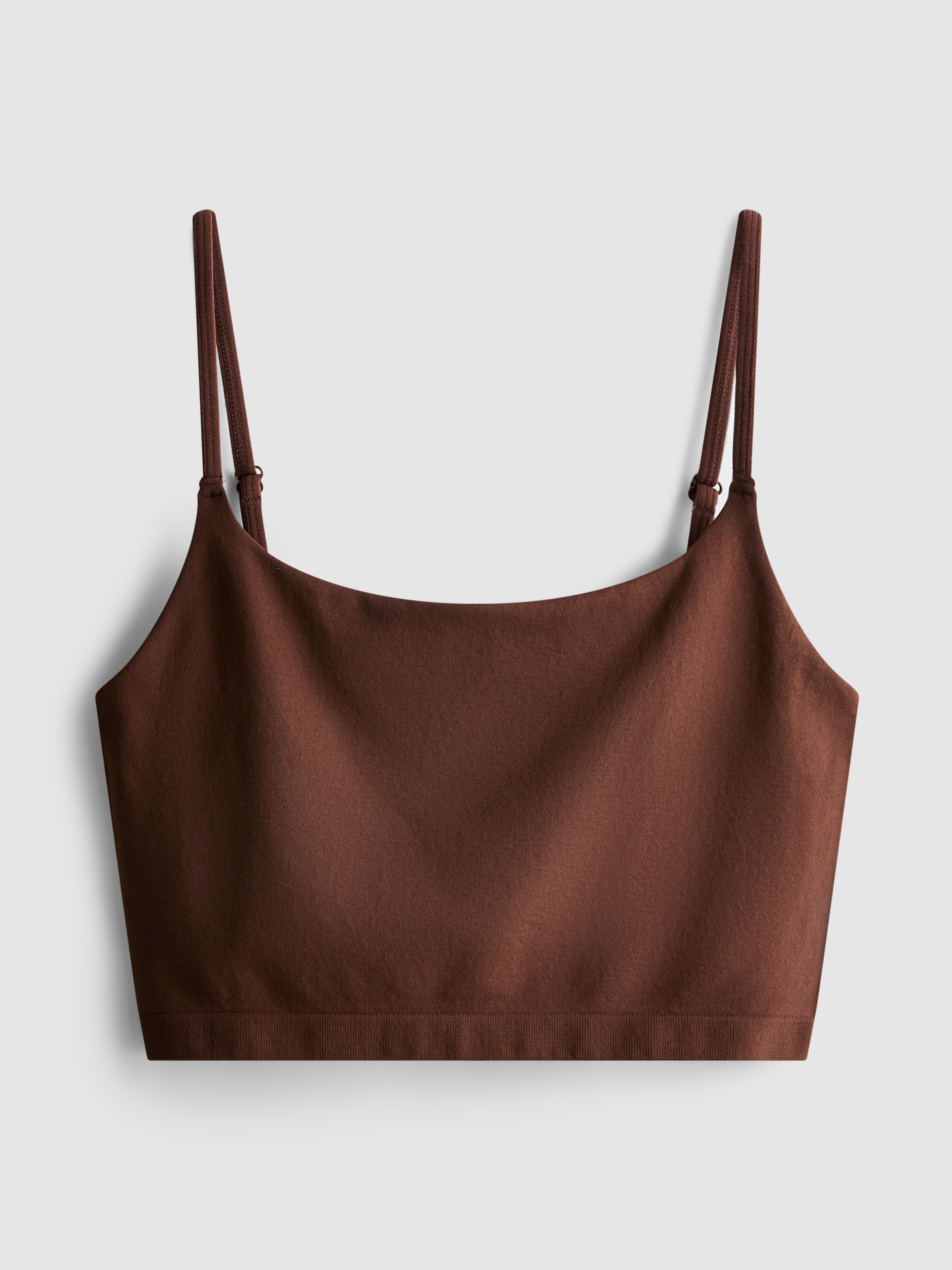 Women's Brown Seamless Cropped Cami Top