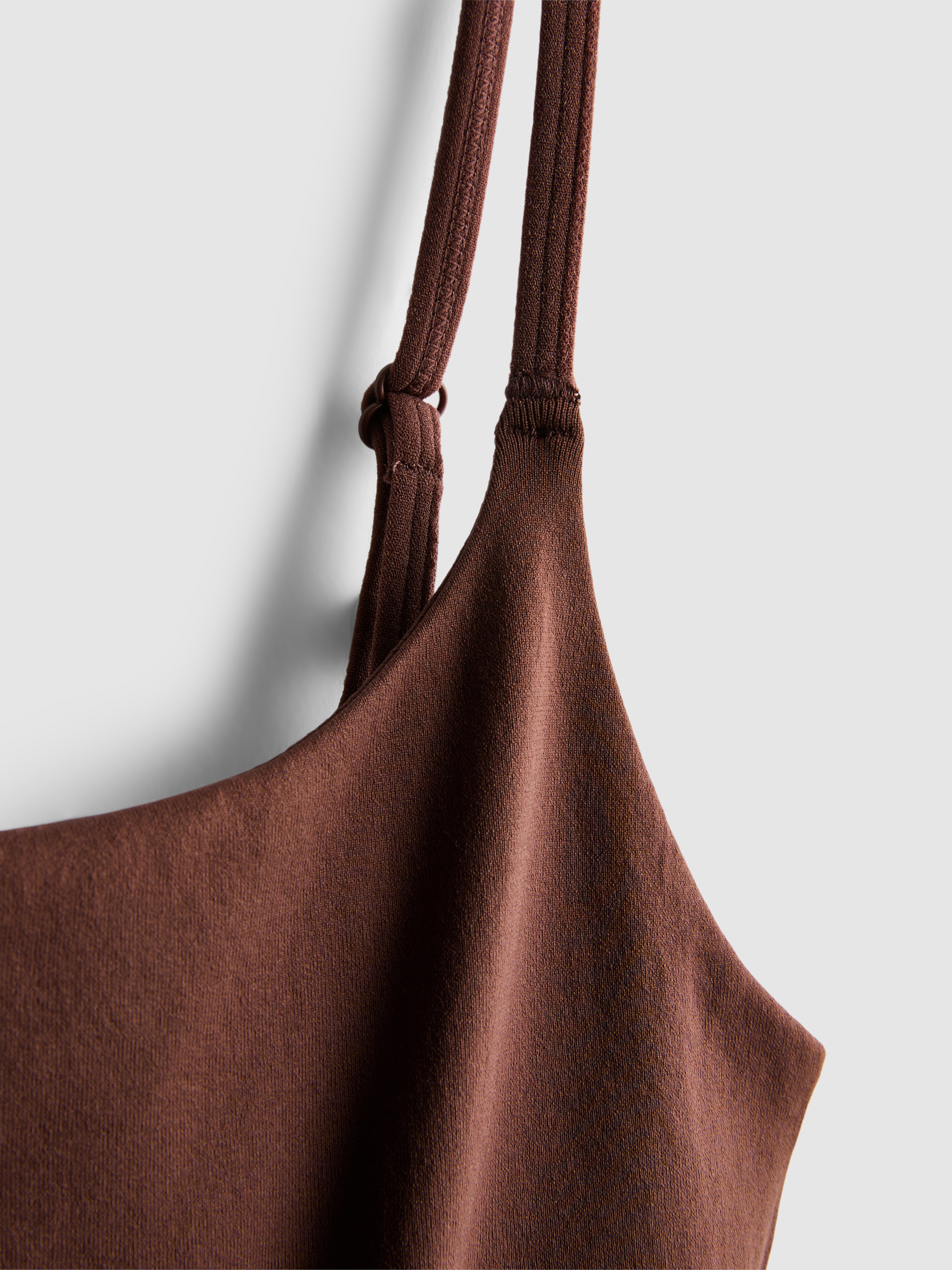 Women's Brown Seamless Cropped Cami Top