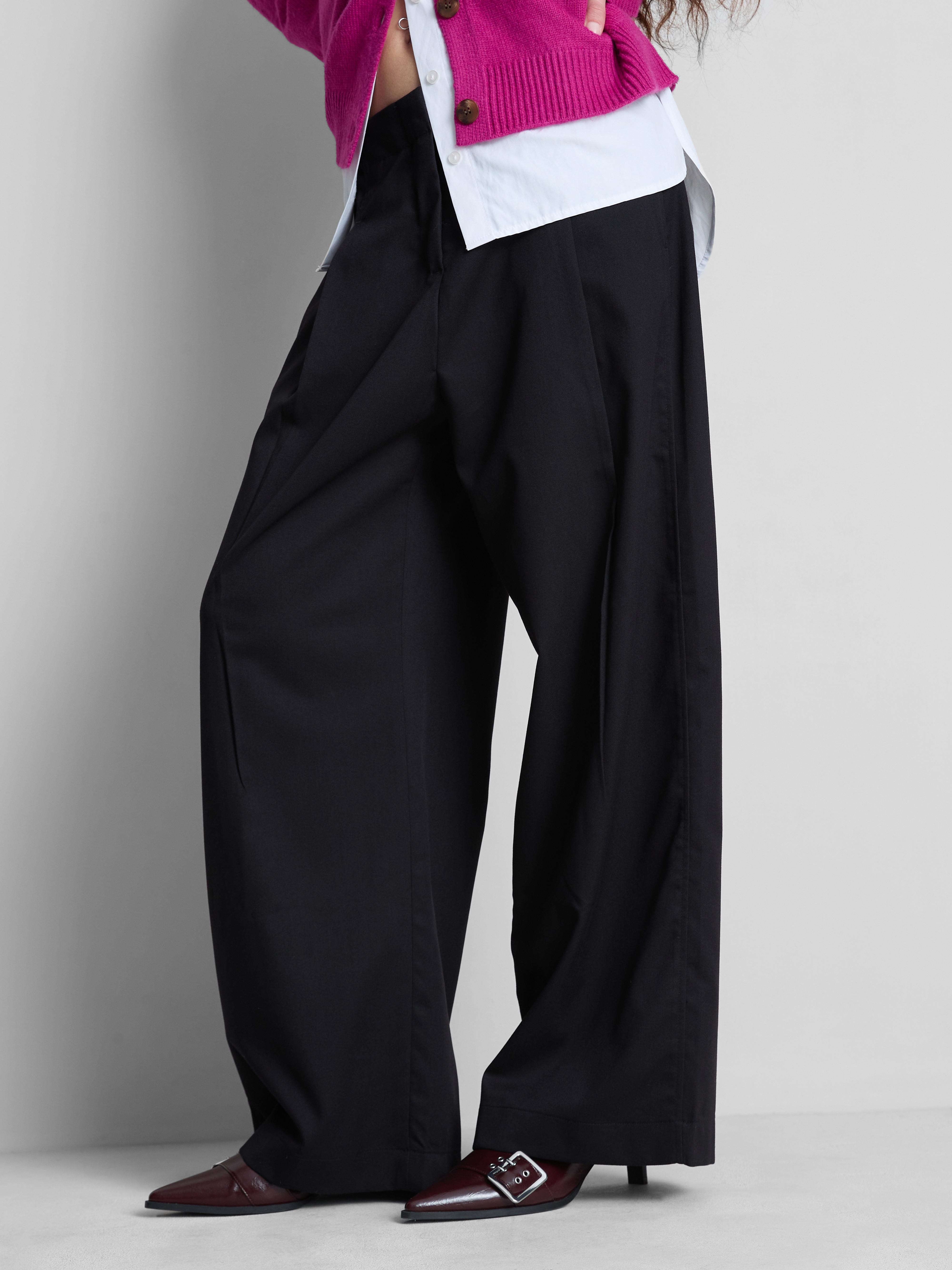 Women's Black Mid-Rise Wide-Leg Pants