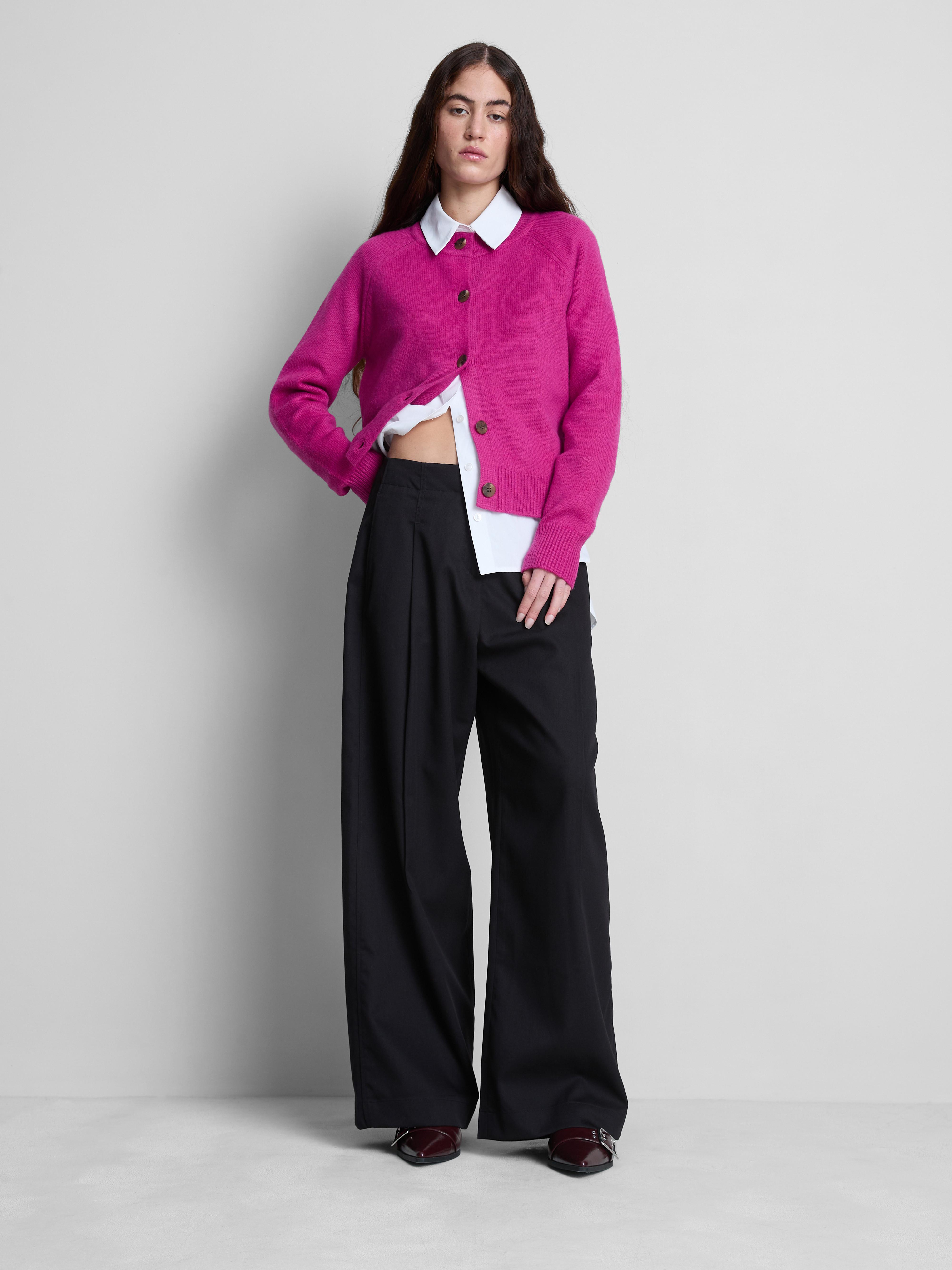 Women's Black Mid-Rise Wide-Leg Pants