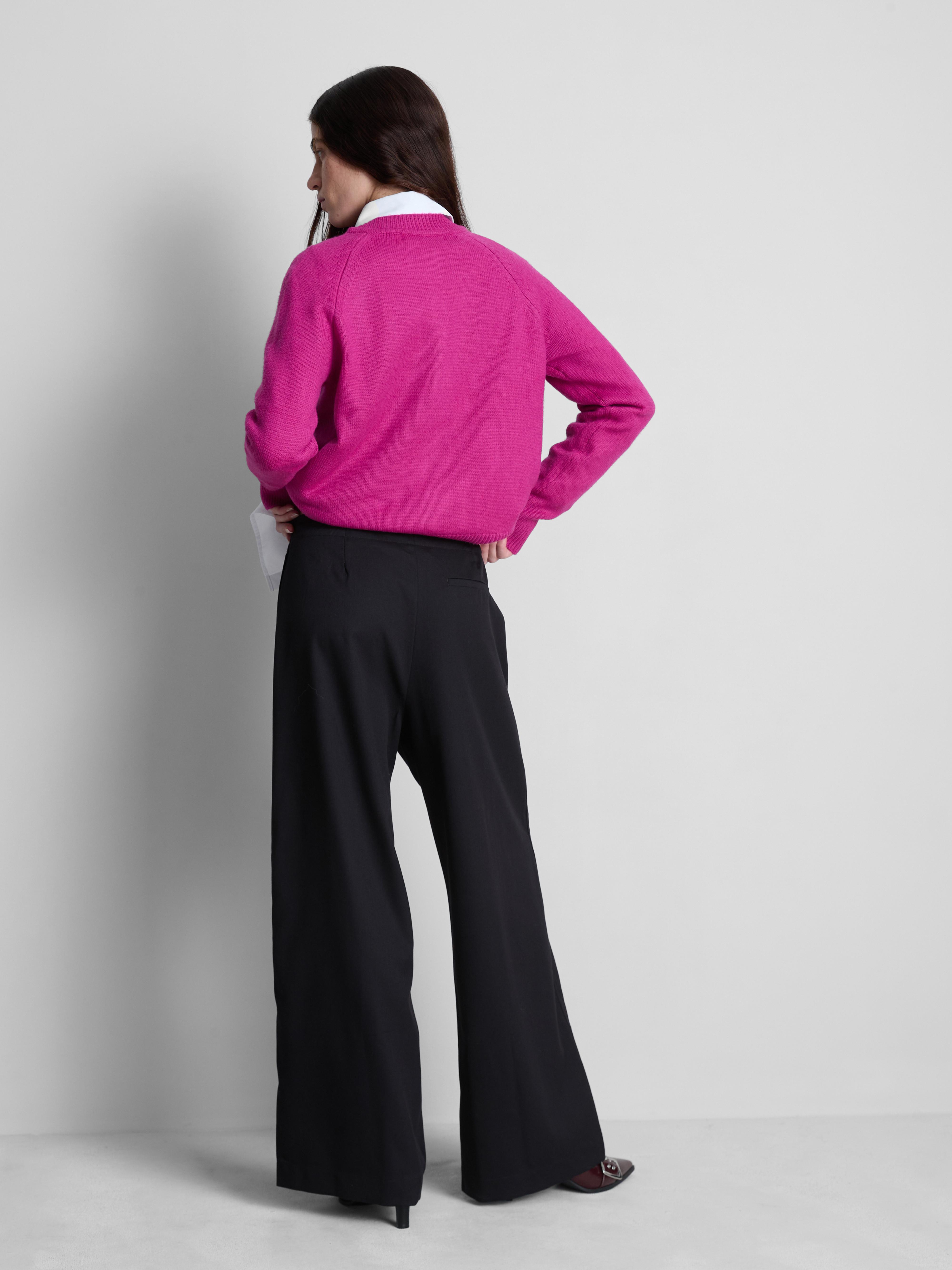 Women's Black Mid-Rise Wide-Leg Pants