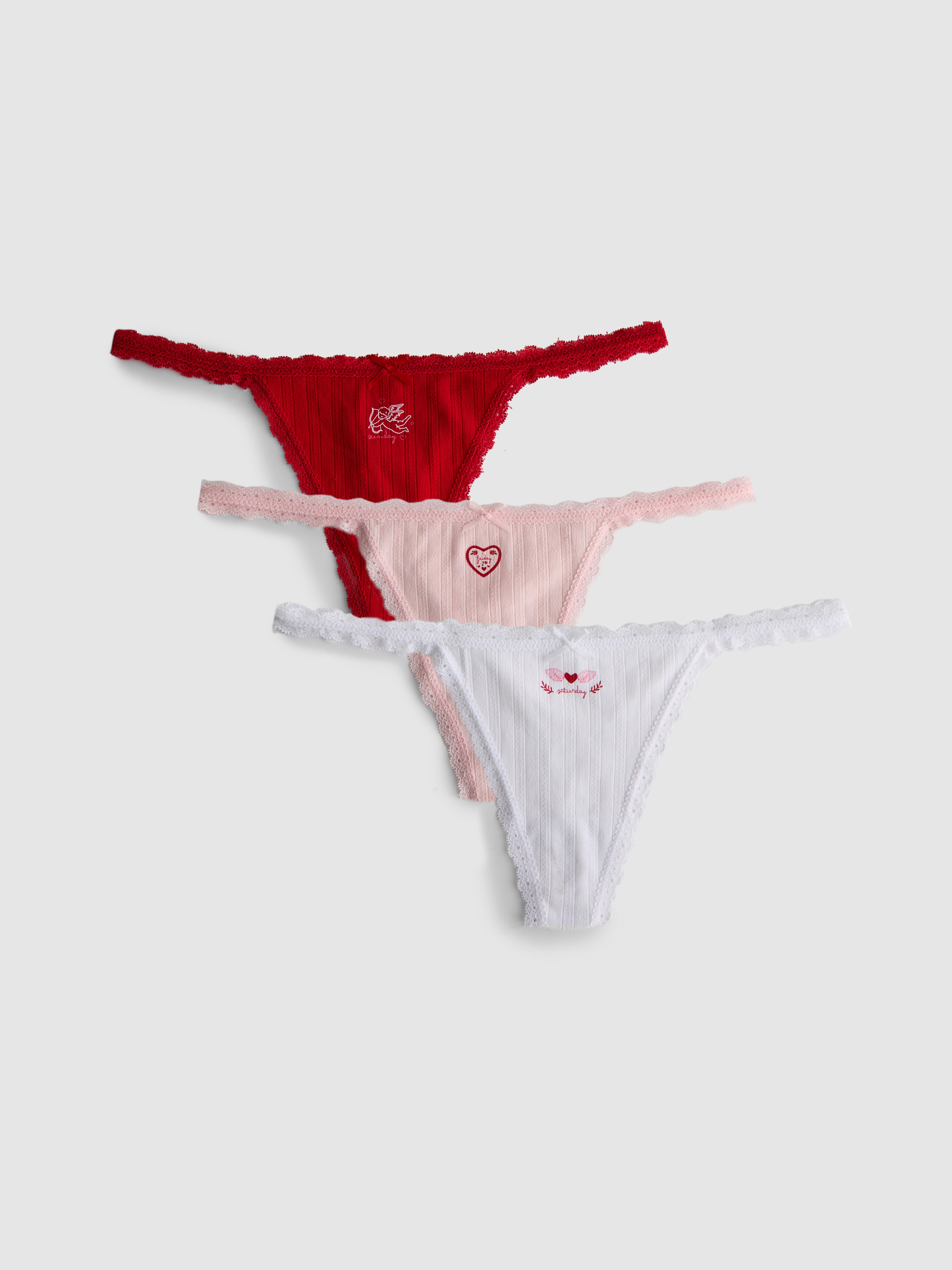 Pack de 3 tangas de San Valentín sin costuras