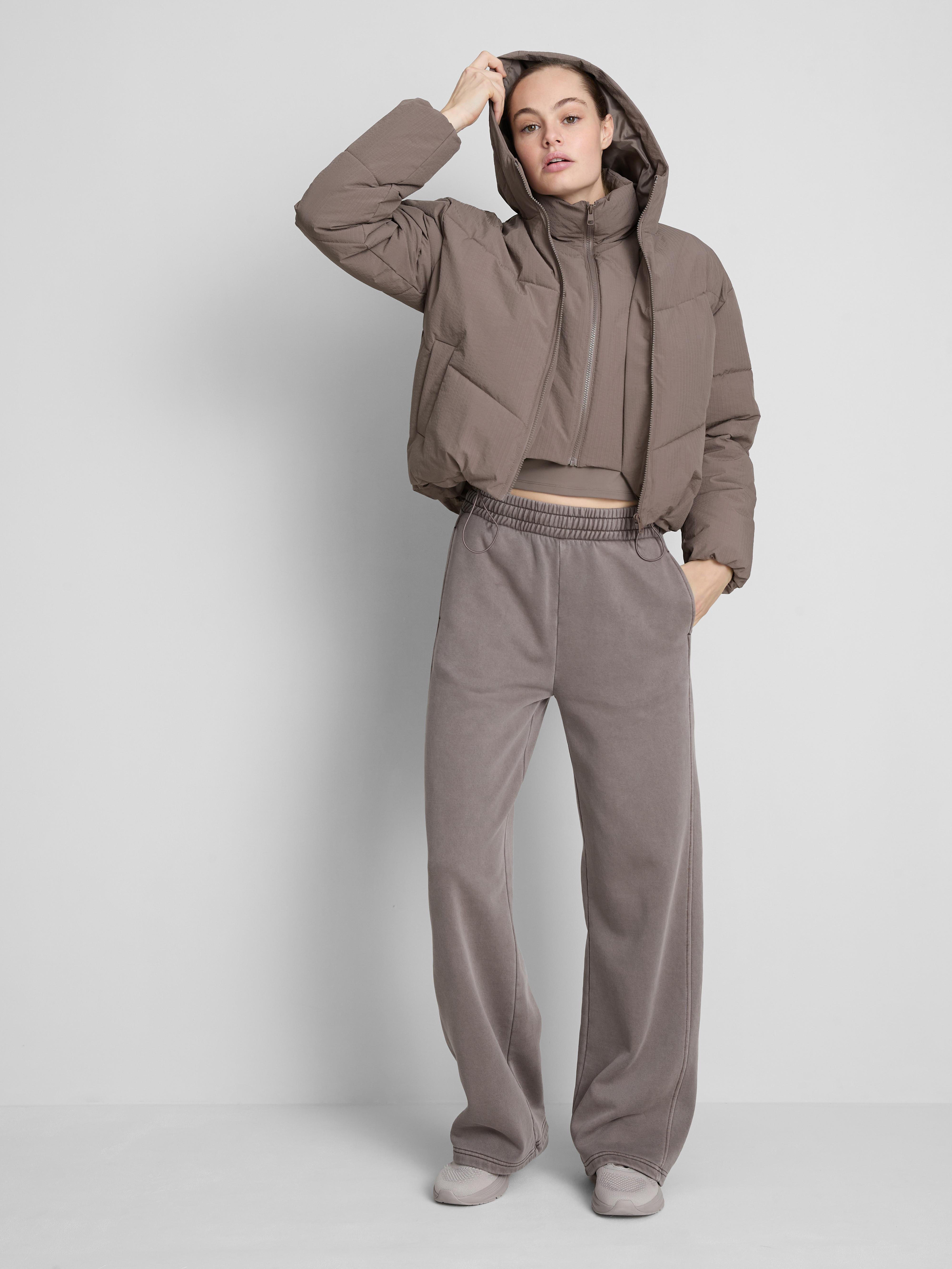 Women's Brown Double-Layered Puffer Jacket