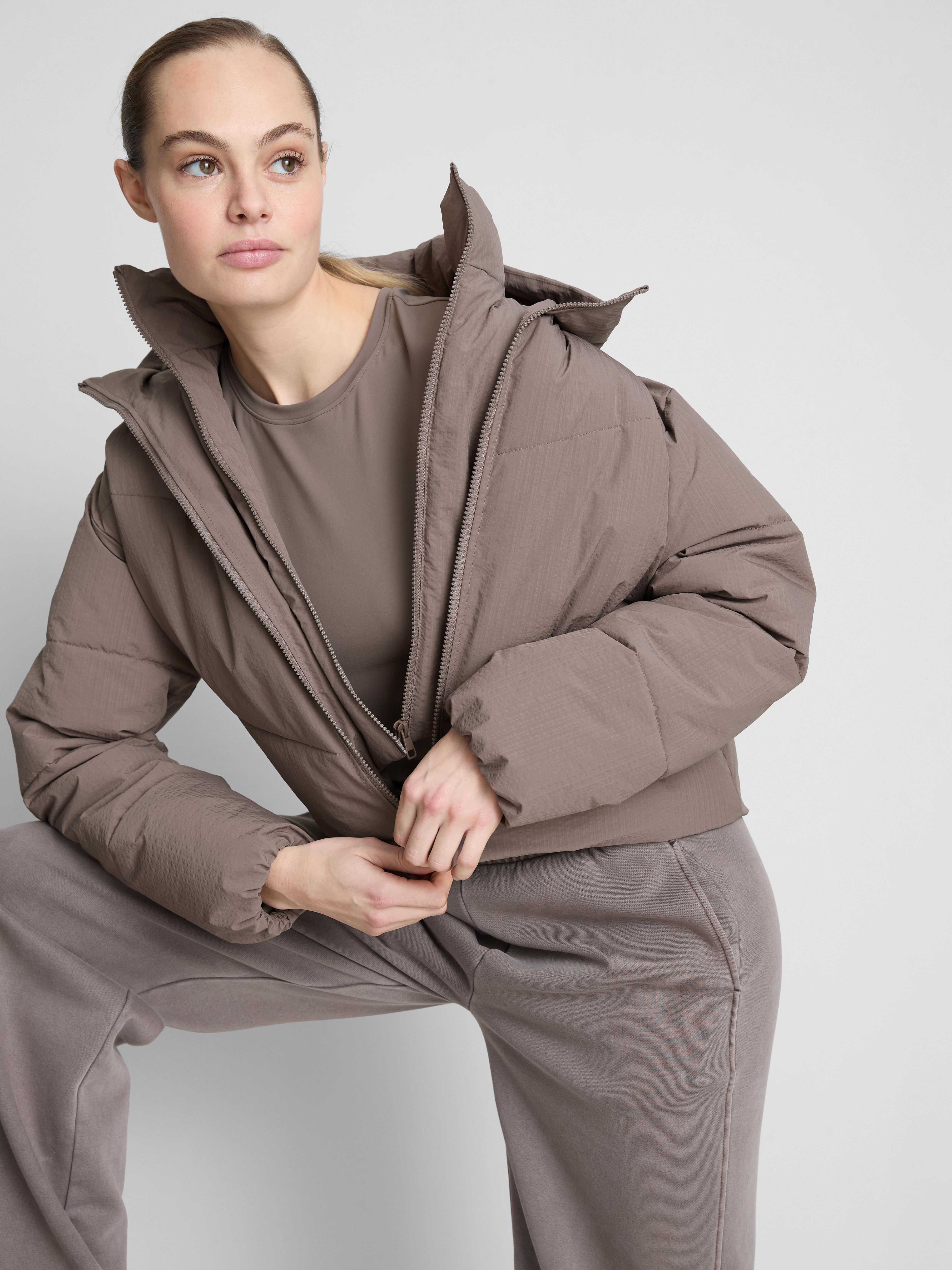 Women's Brown Double-Layered Puffer Jacket