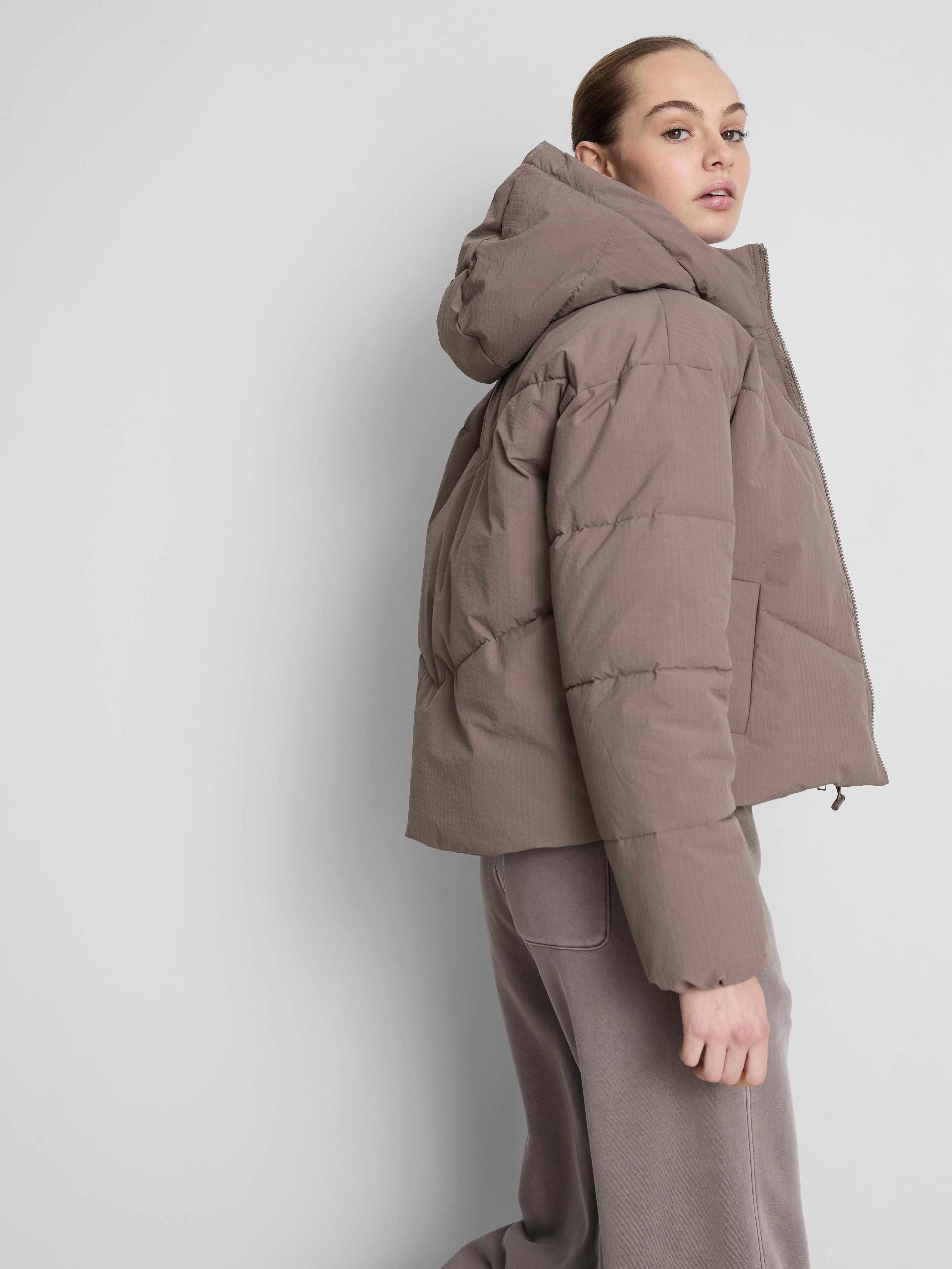 Women's Brown Double-Layered Puffer Jacket