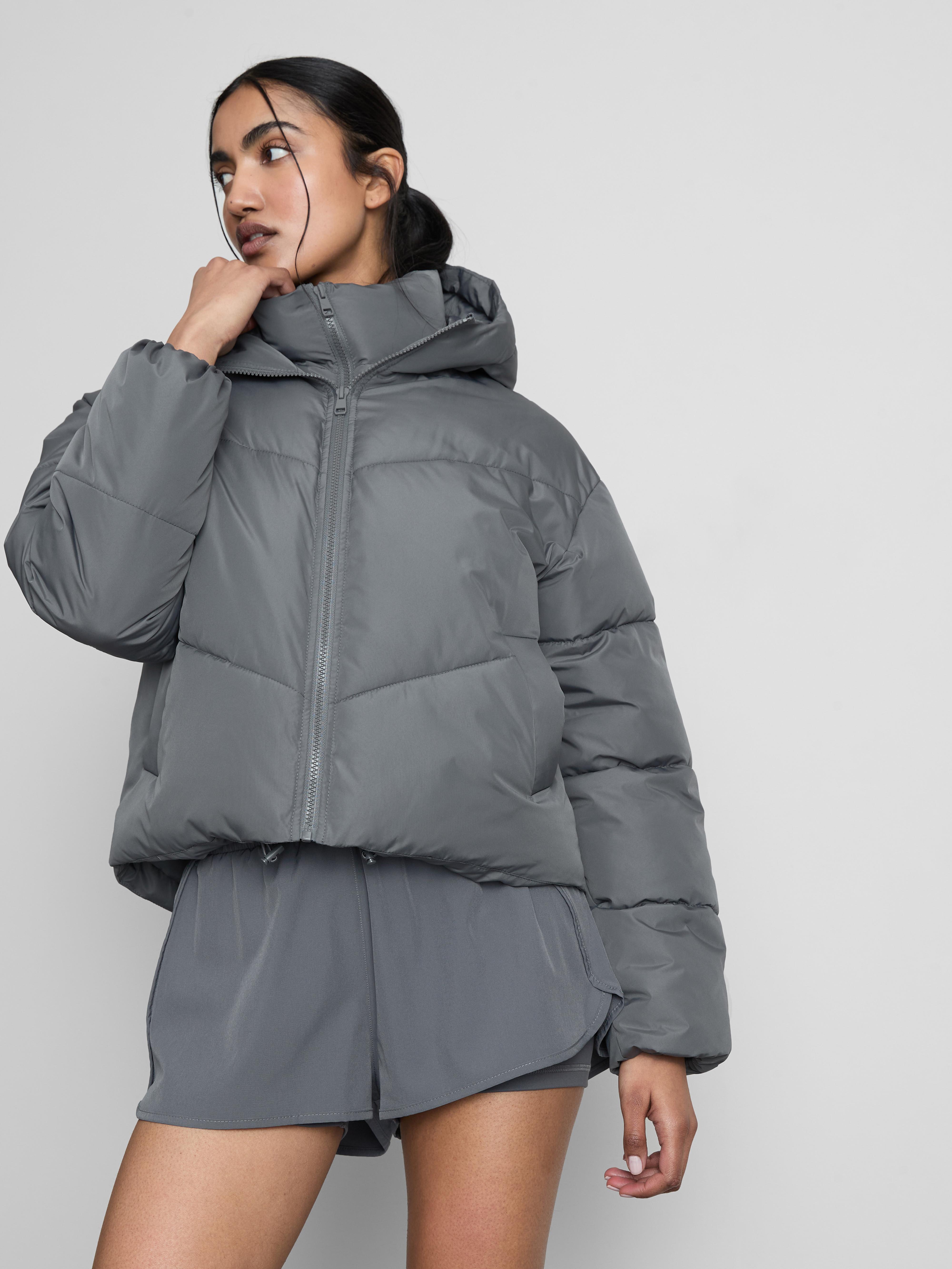 Women's Gray Double-Layered Puffer Jacket