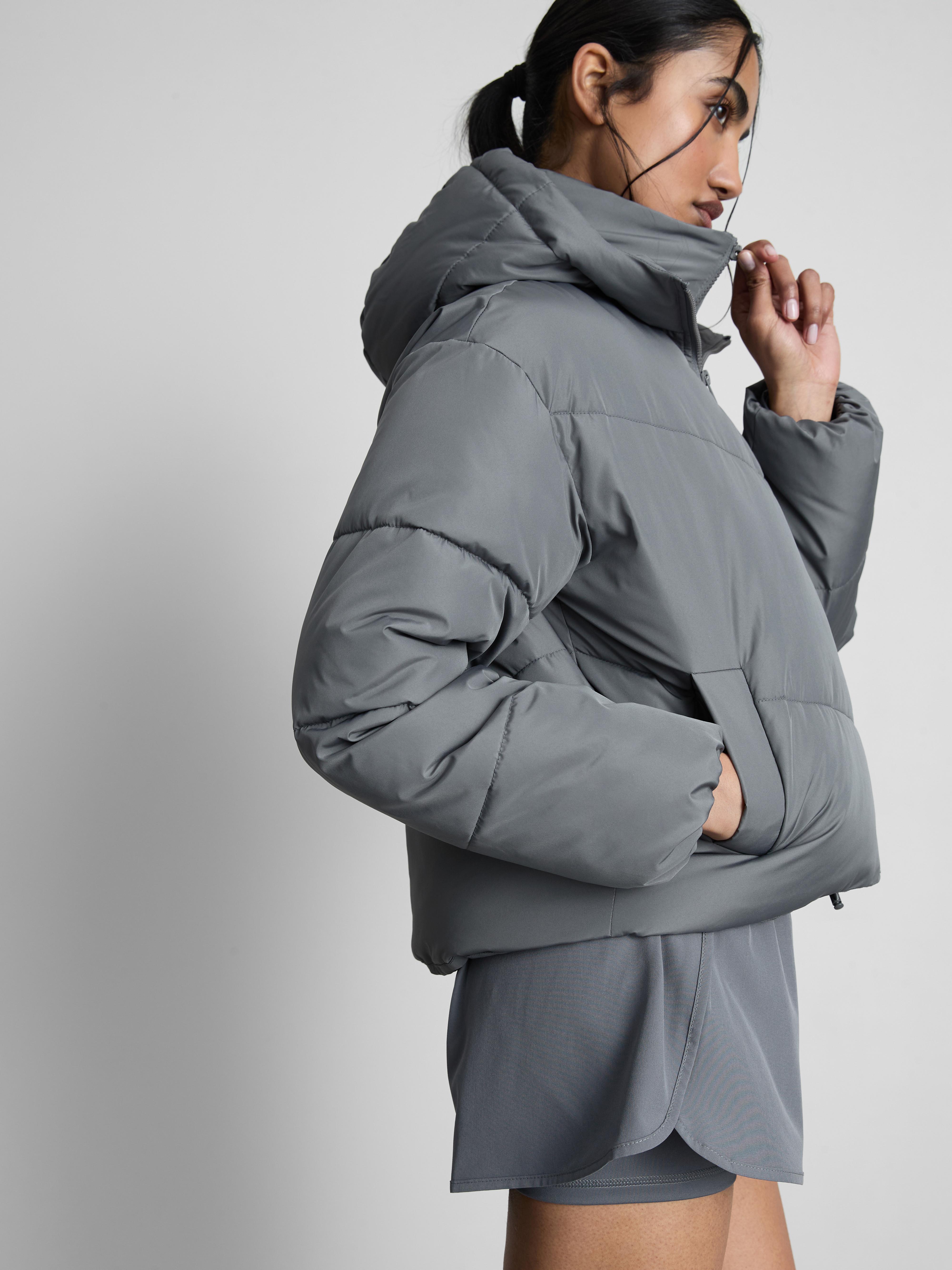 Women's Gray Double-Layered Puffer Jacket