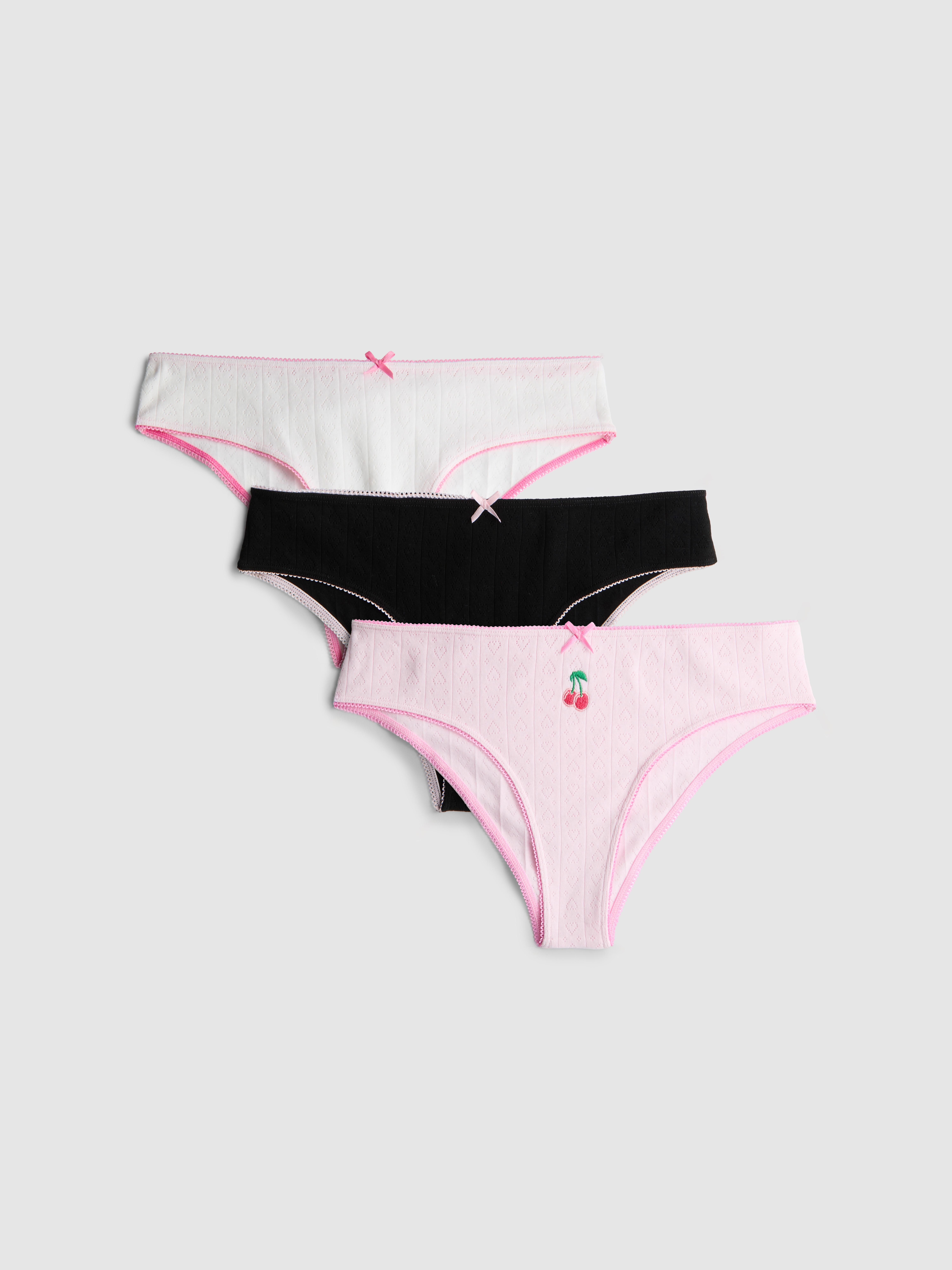 Women's Pink 3pk Cotton Miami Thongs