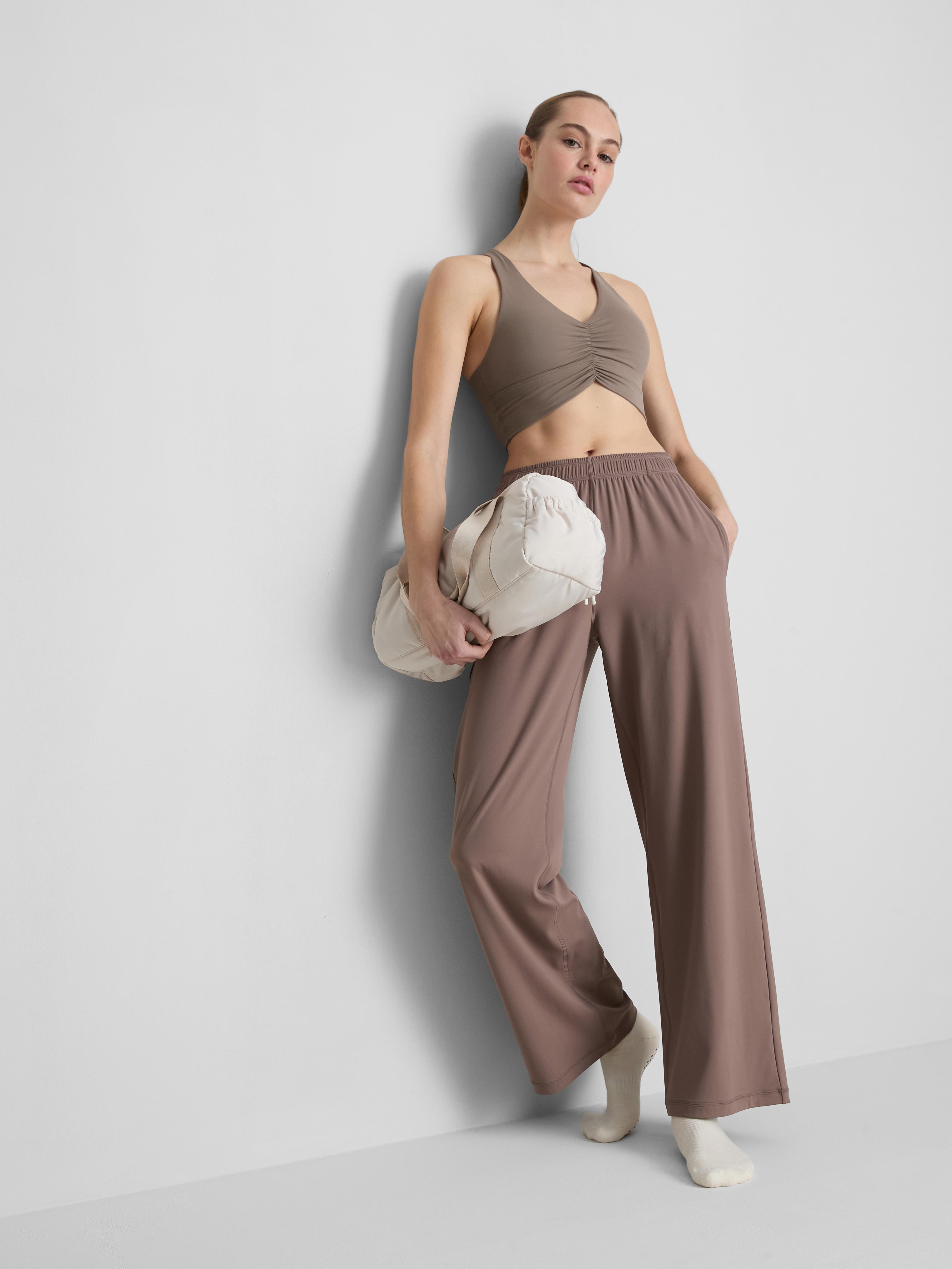Women's Brown Buttery Soft Active Ruched Crop Top