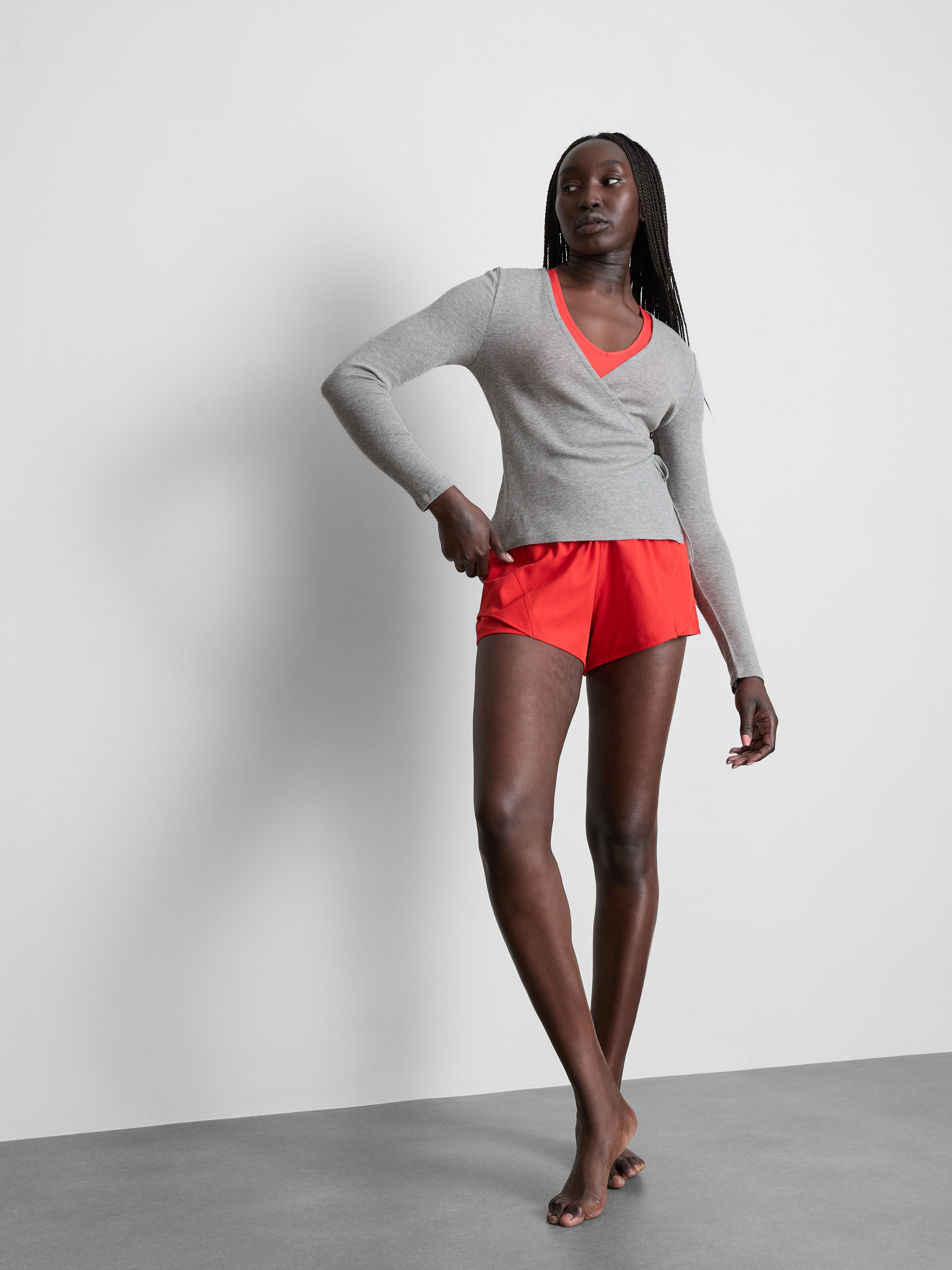 Women's Gray Heather Rita Ora Cotton-Blend Wrap Cardigan