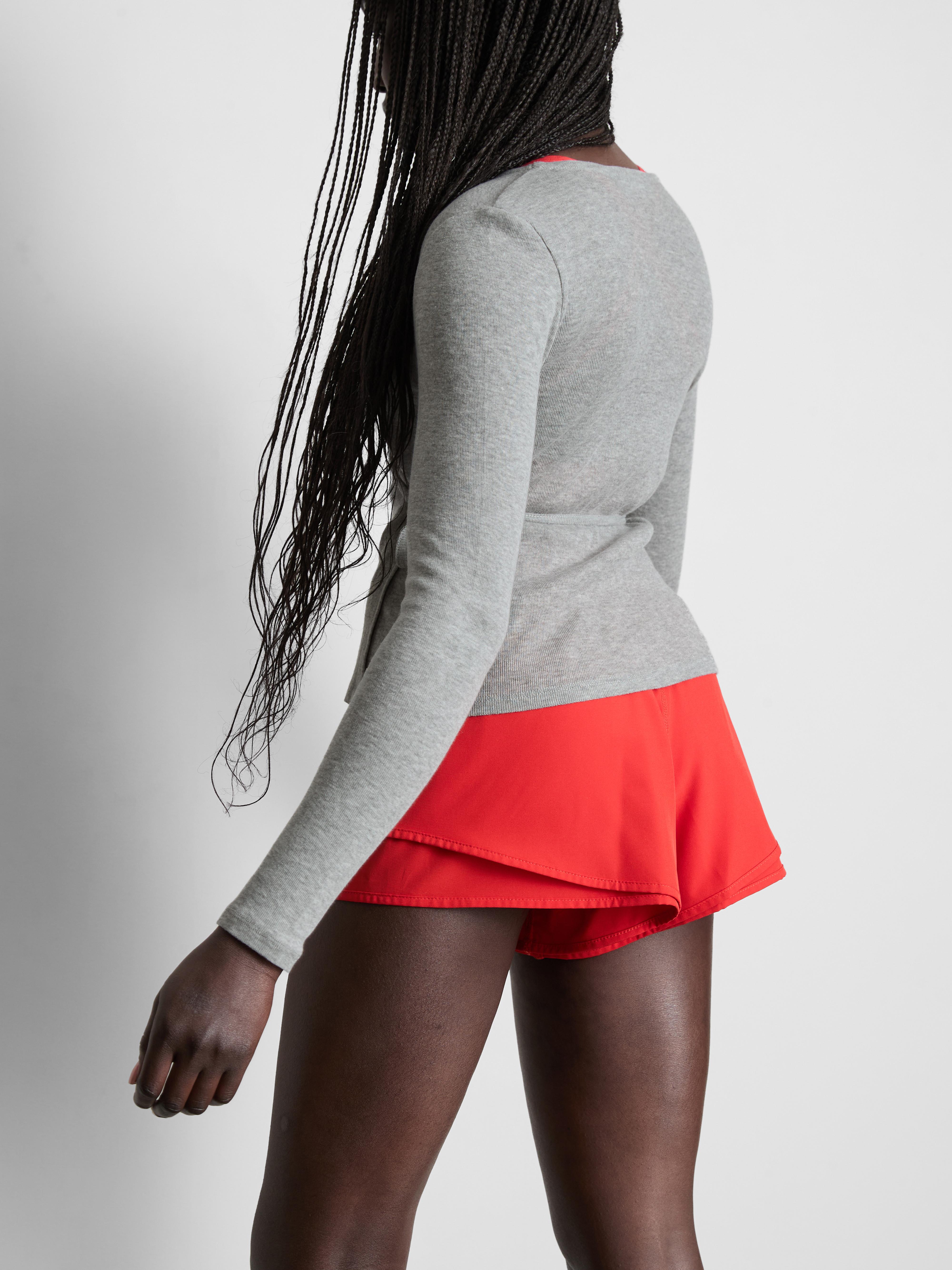 Women's Gray Heather Rita Ora Cotton-Blend Wrap Cardigan