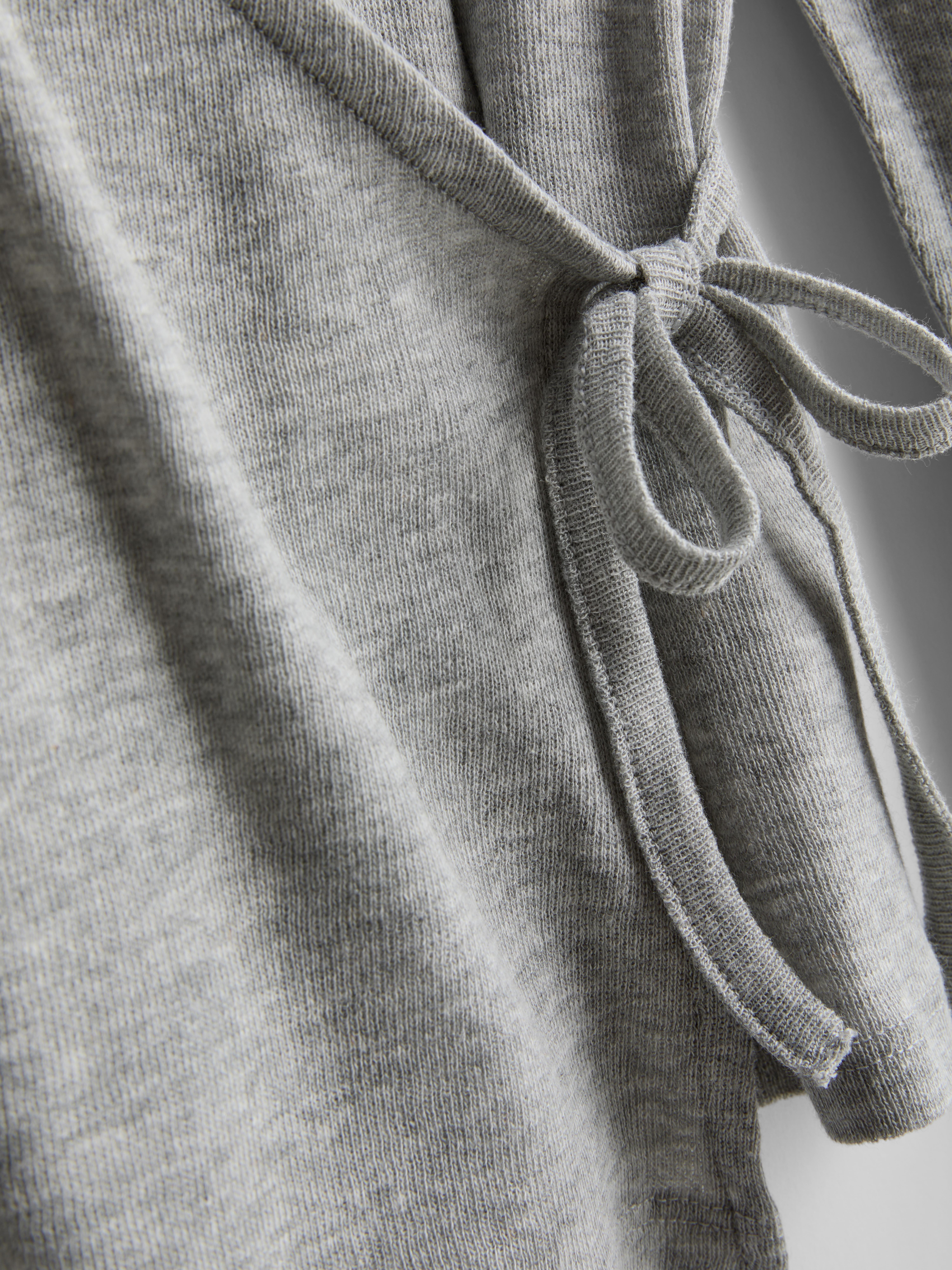 Women's Gray Heather Rita Ora Cotton-Blend Wrap Cardigan