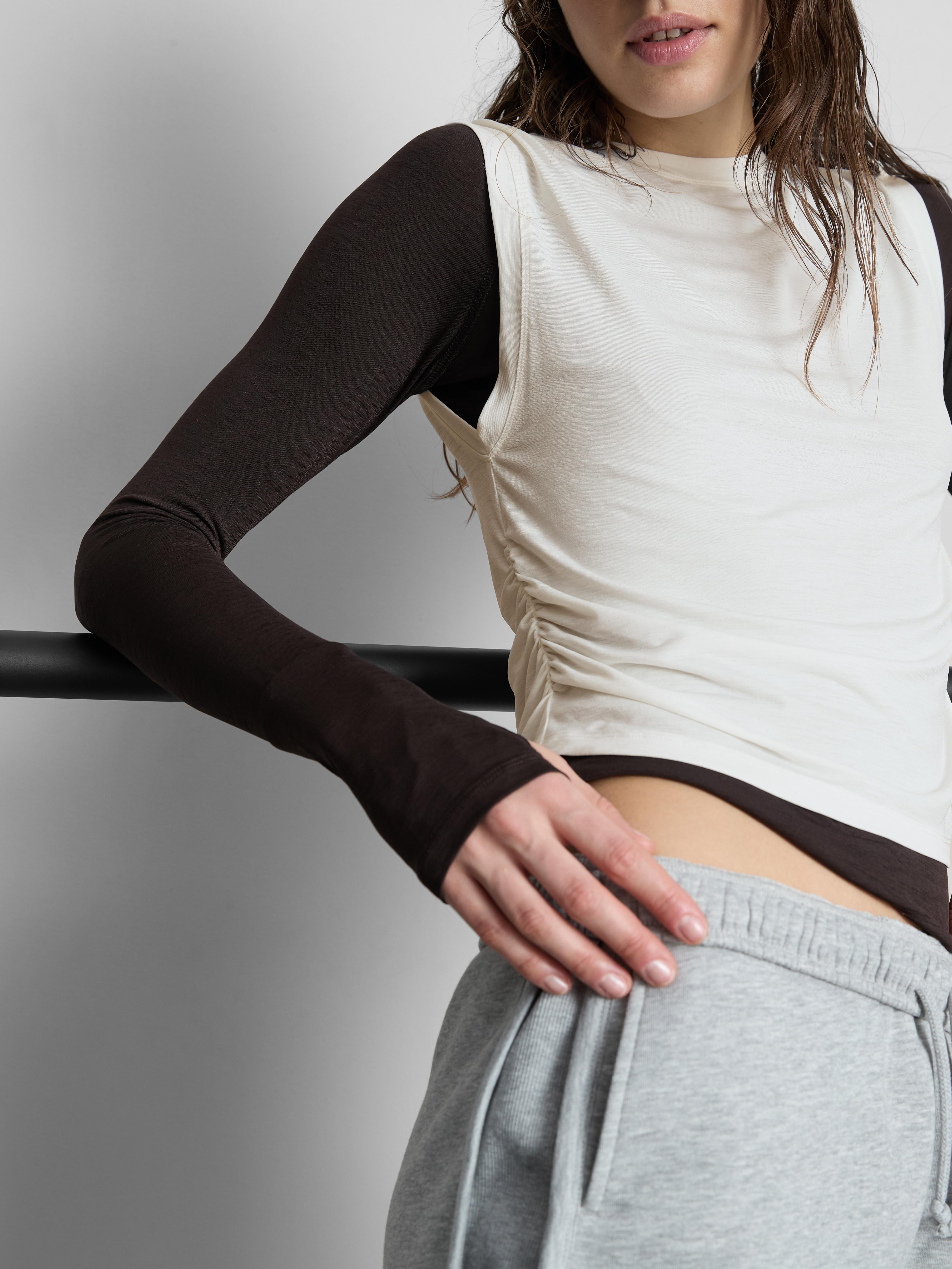 Women's Ivory Rita Ora Active Ruched-Seam Tank Top