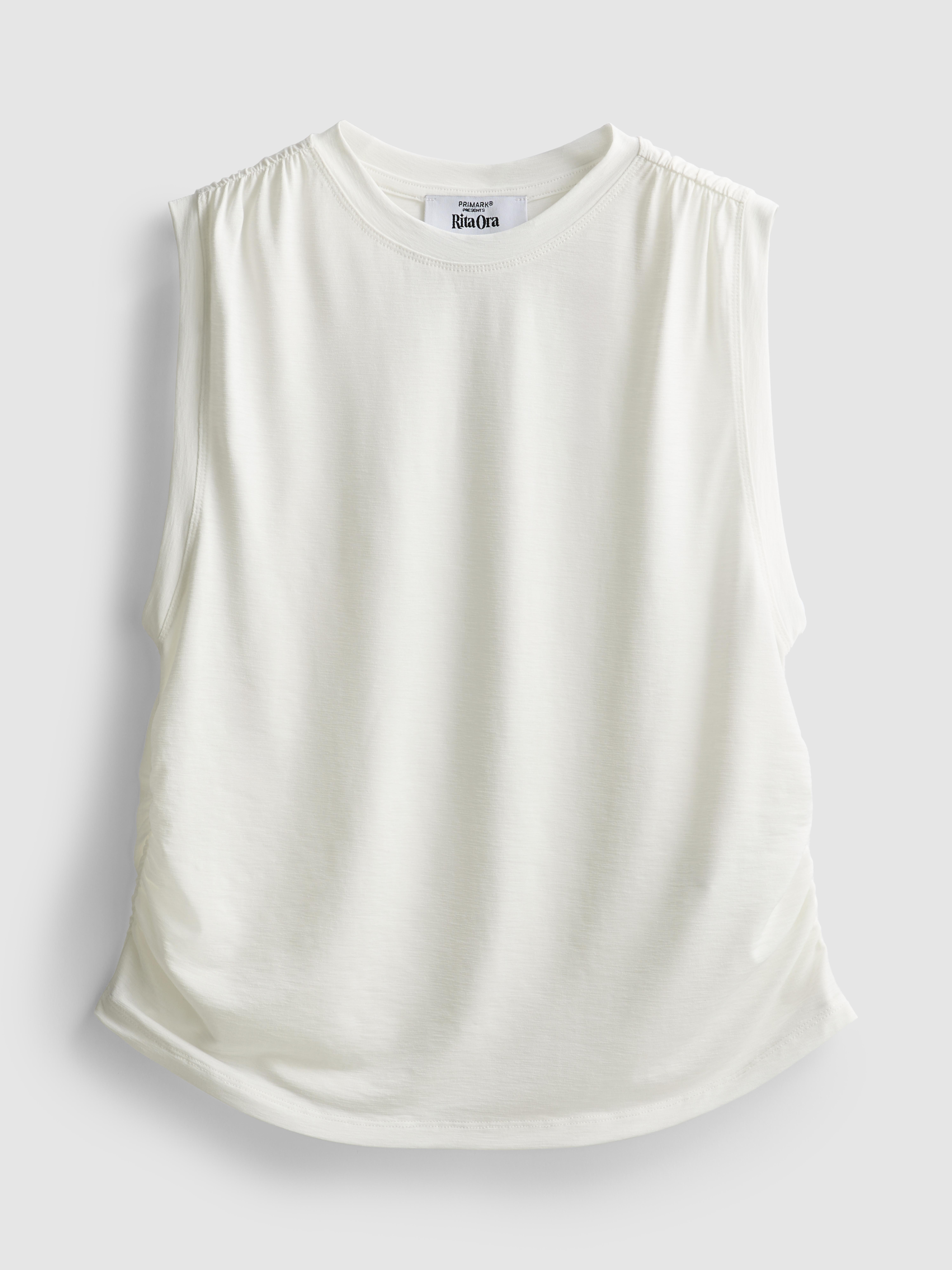 Women's Ivory Rita Ora Active Ruched-Seam Tank Top