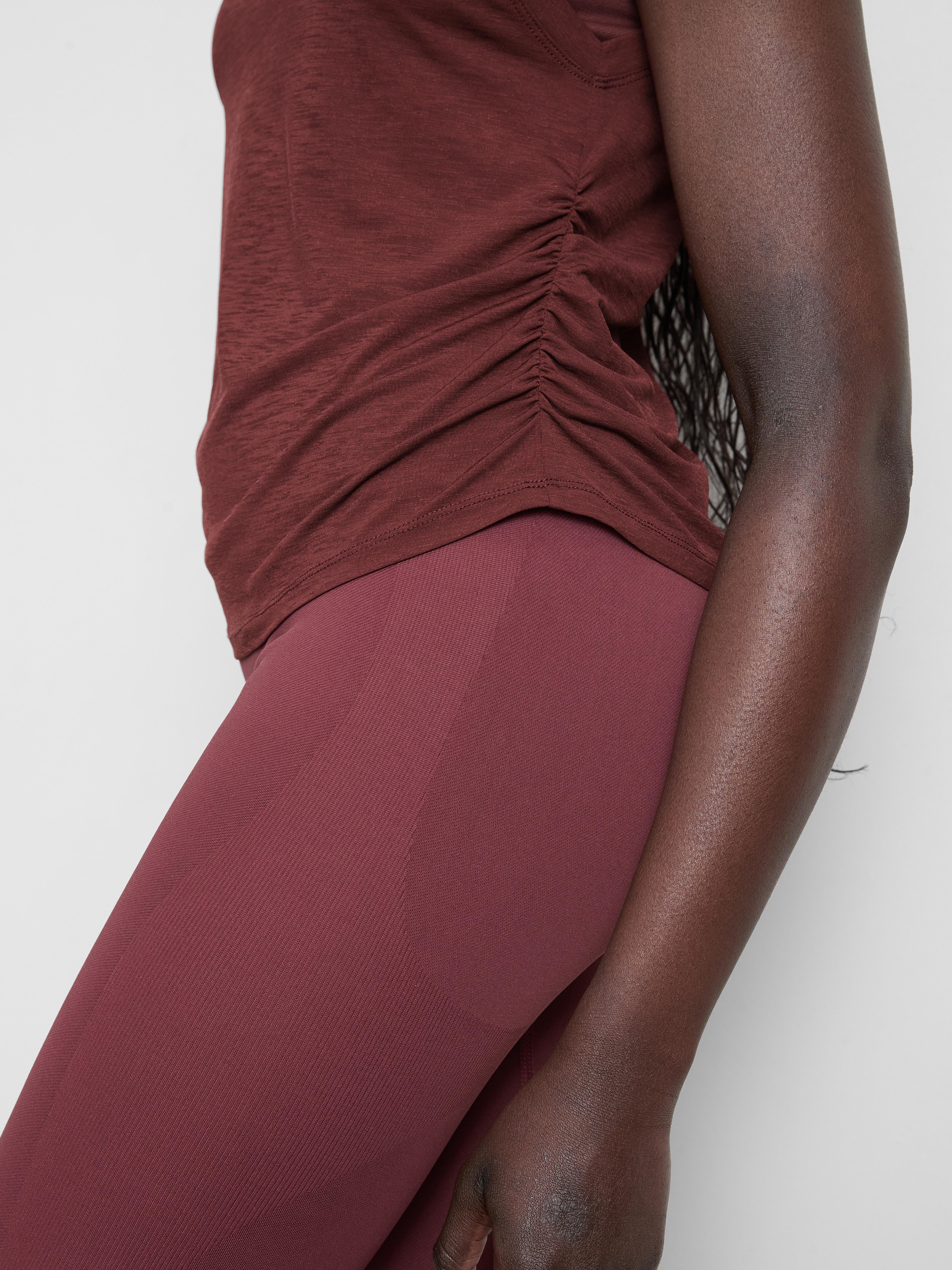 Women's Burgundy Rita Ora Active Ruched-Seam Tank Top