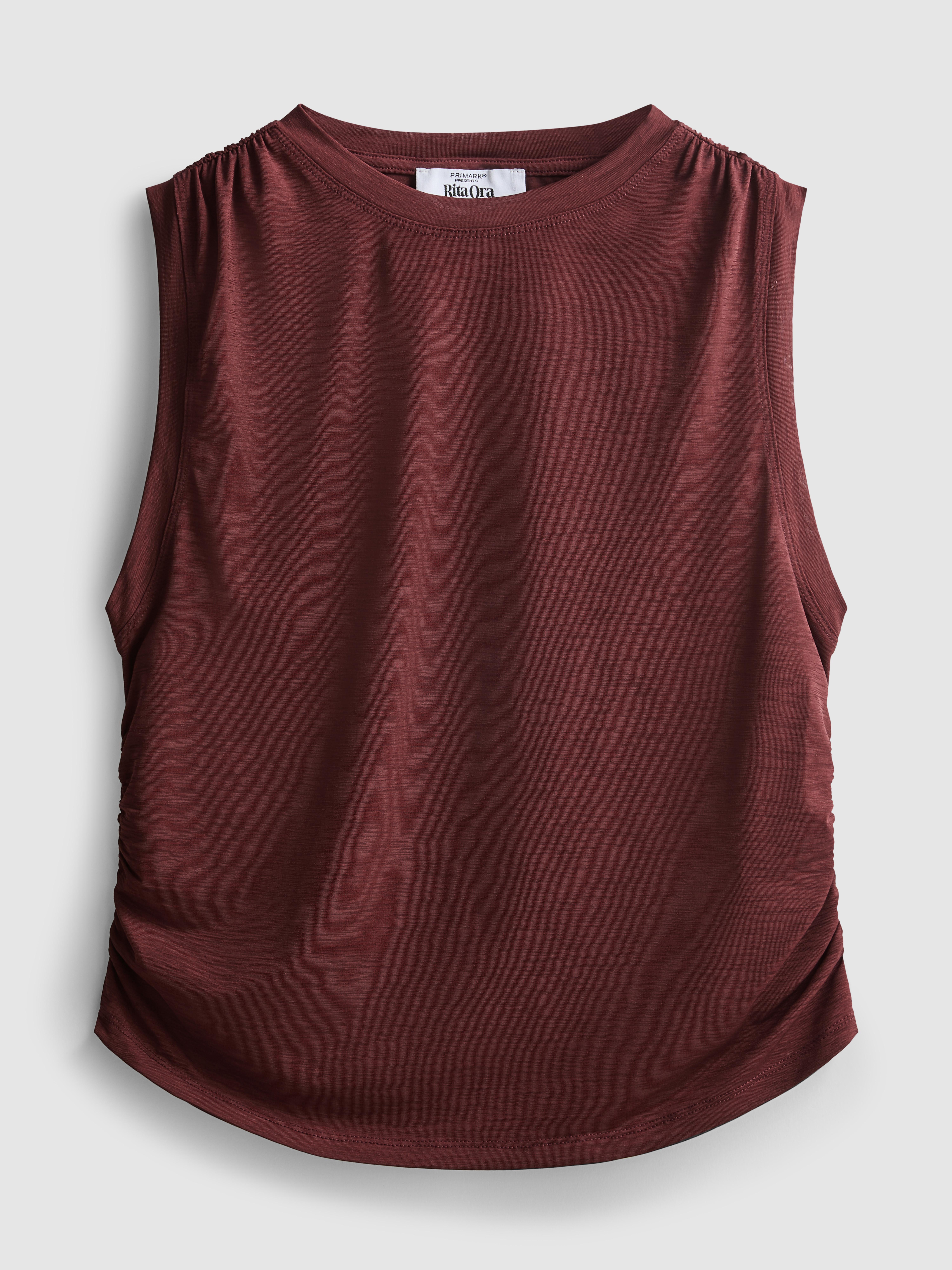 Women's Burgundy Rita Ora Active Ruched-Seam Tank Top