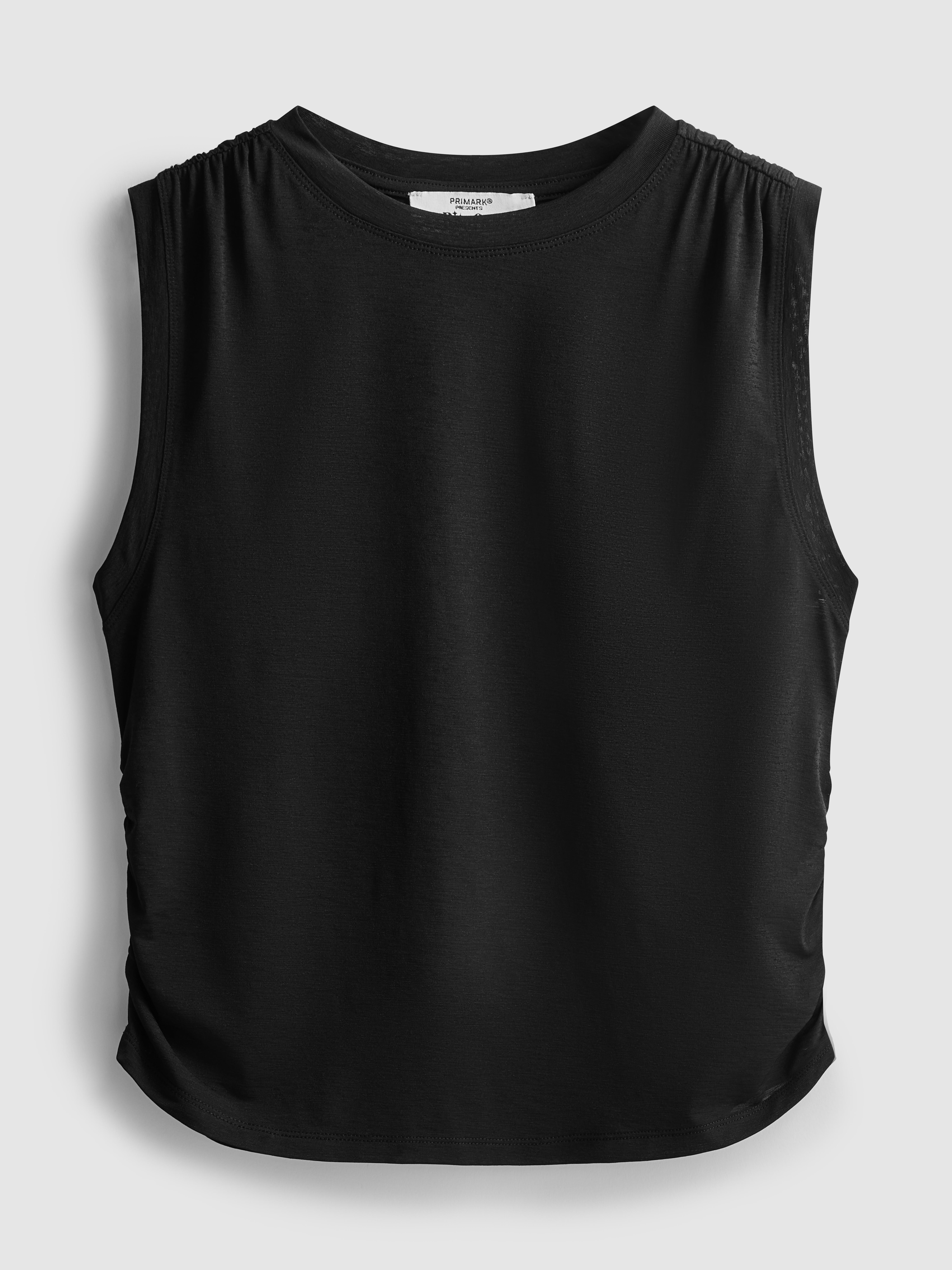 Women's Black Rita Ora Active Ruched-Seam Tank Top