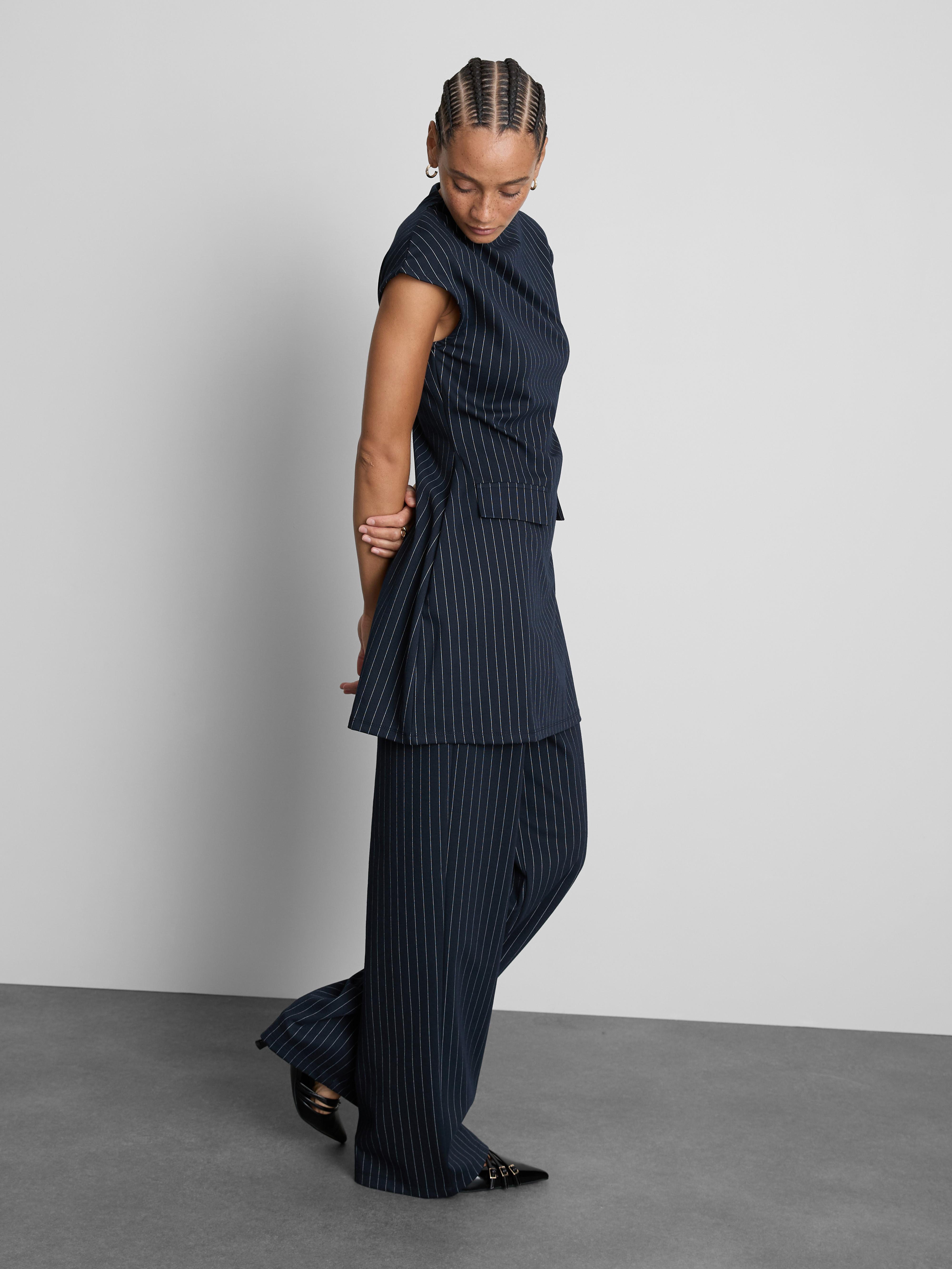 Mini-jurk met ronde hals en krijtstreep