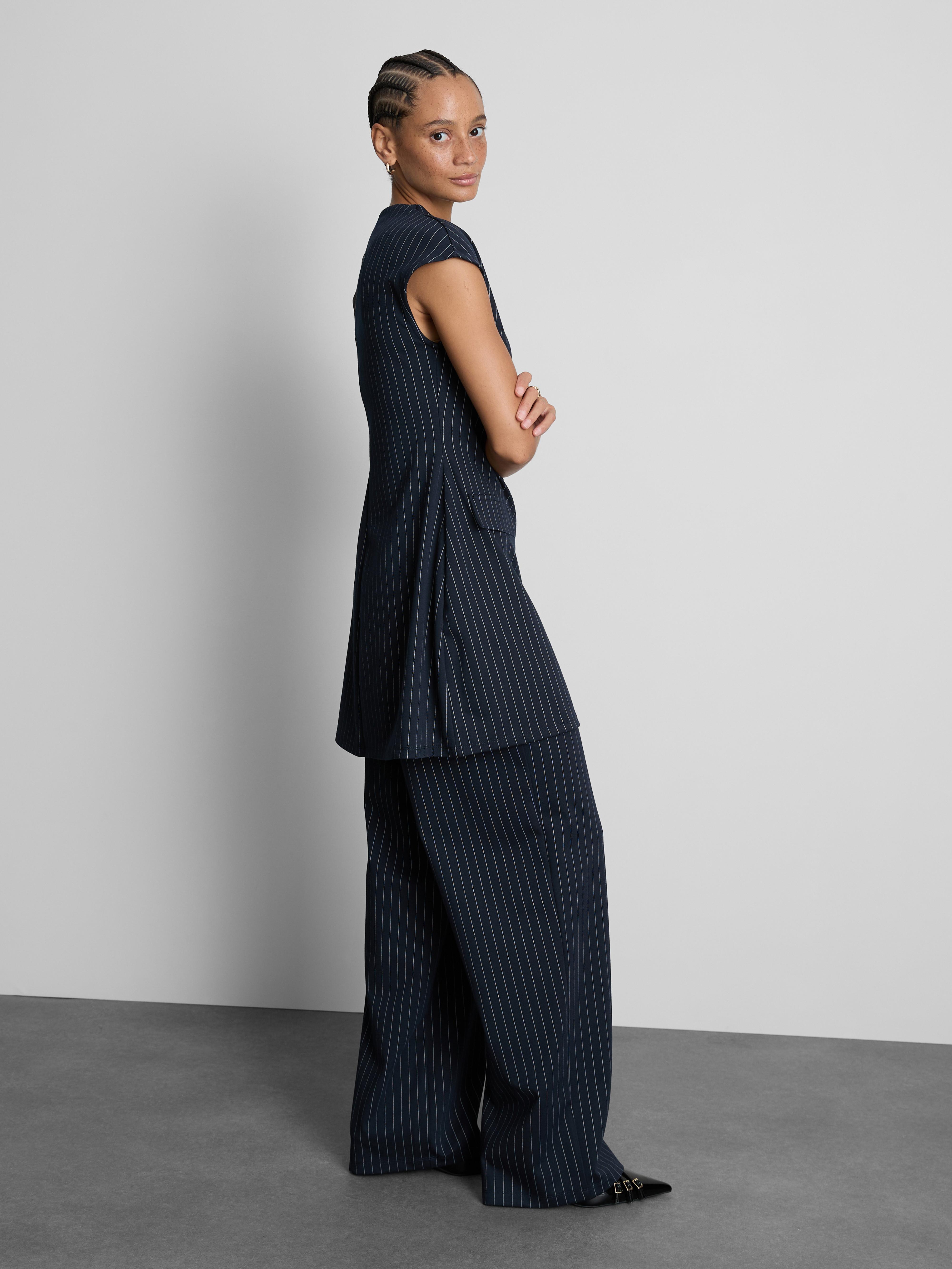 Mini-jurk met ronde hals en krijtstreep