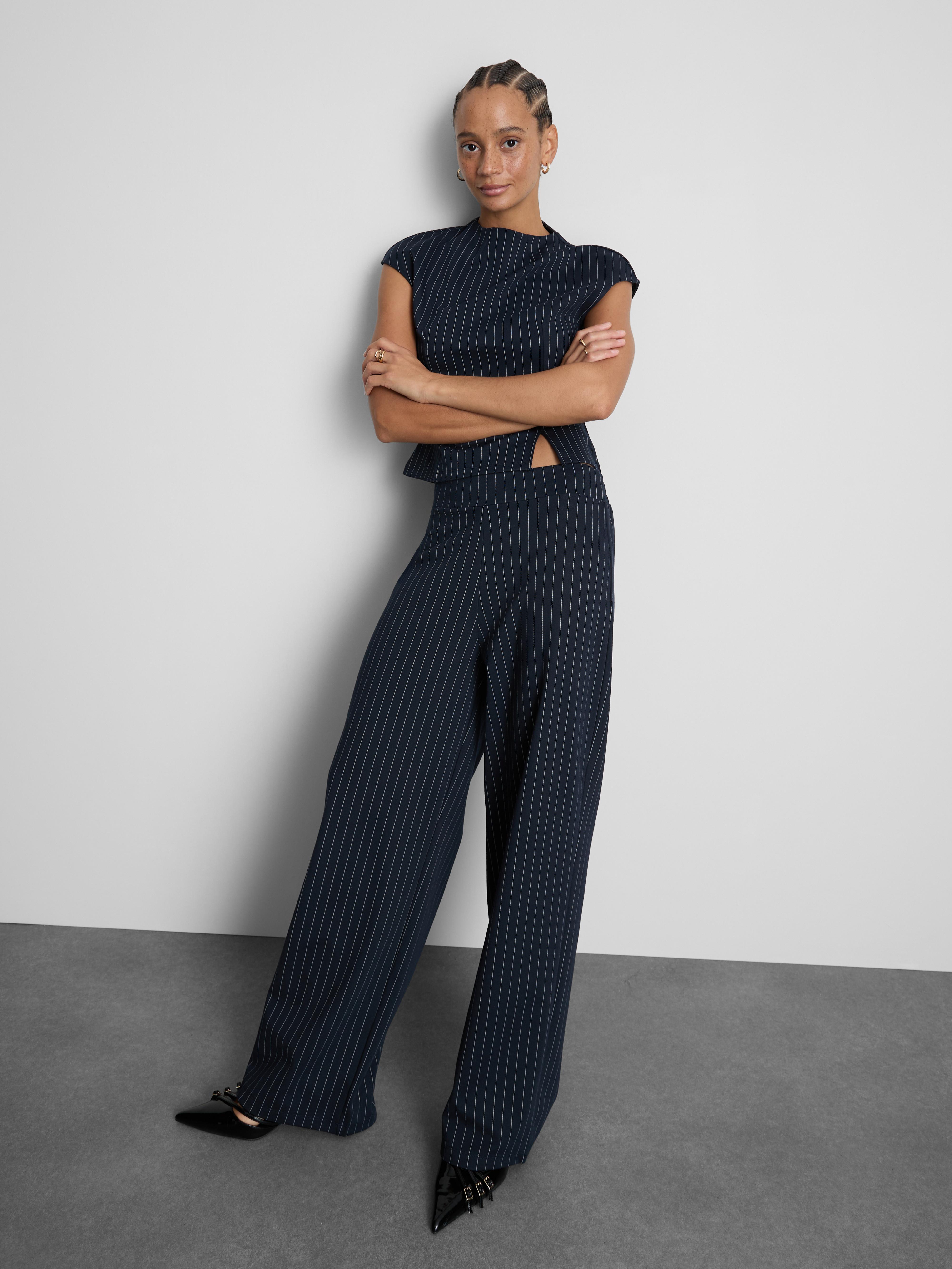 Pinstripe Straight Leg Pants