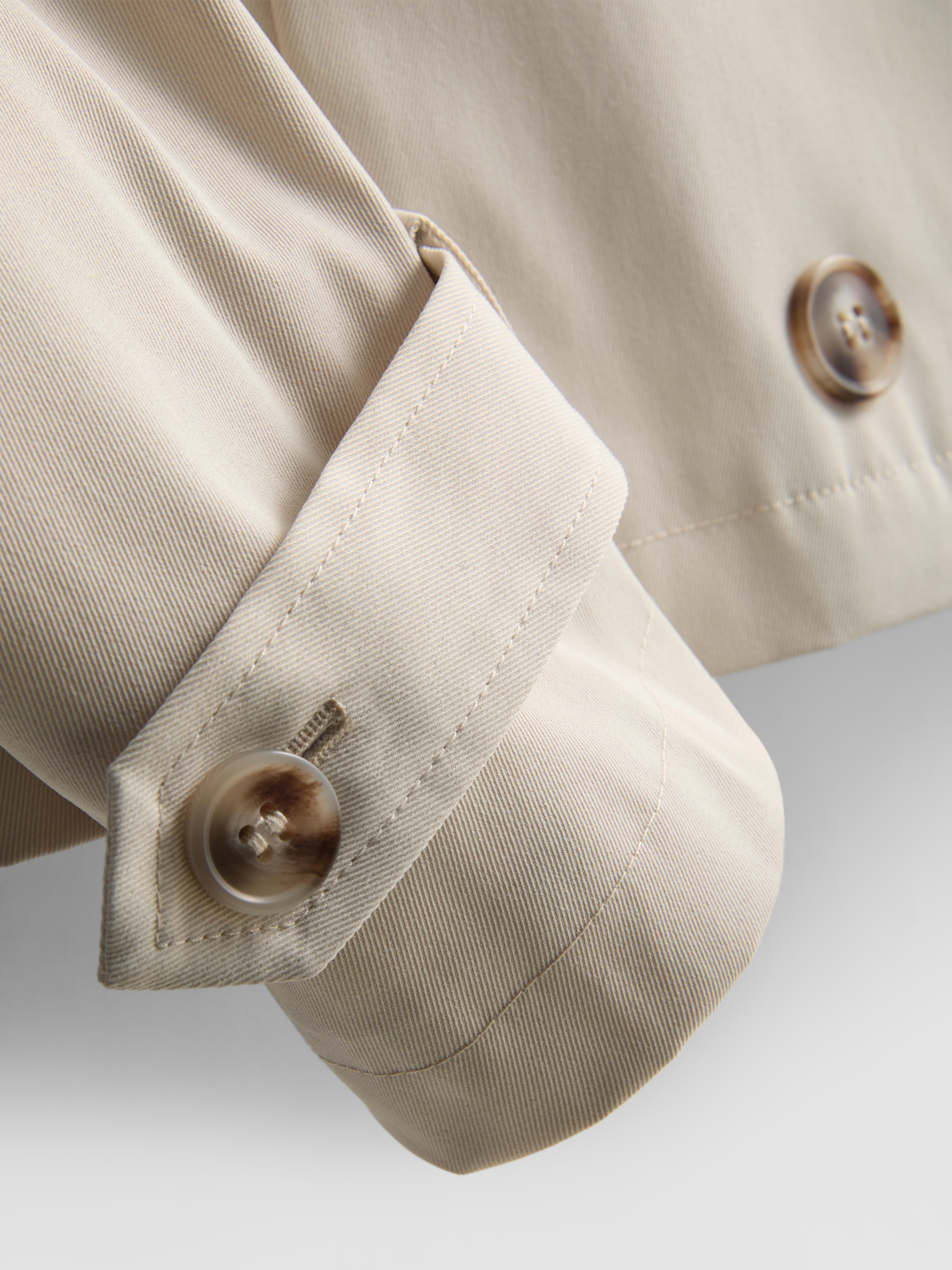 Women's Ivory Double-Breasted Boxy Rain Jacket