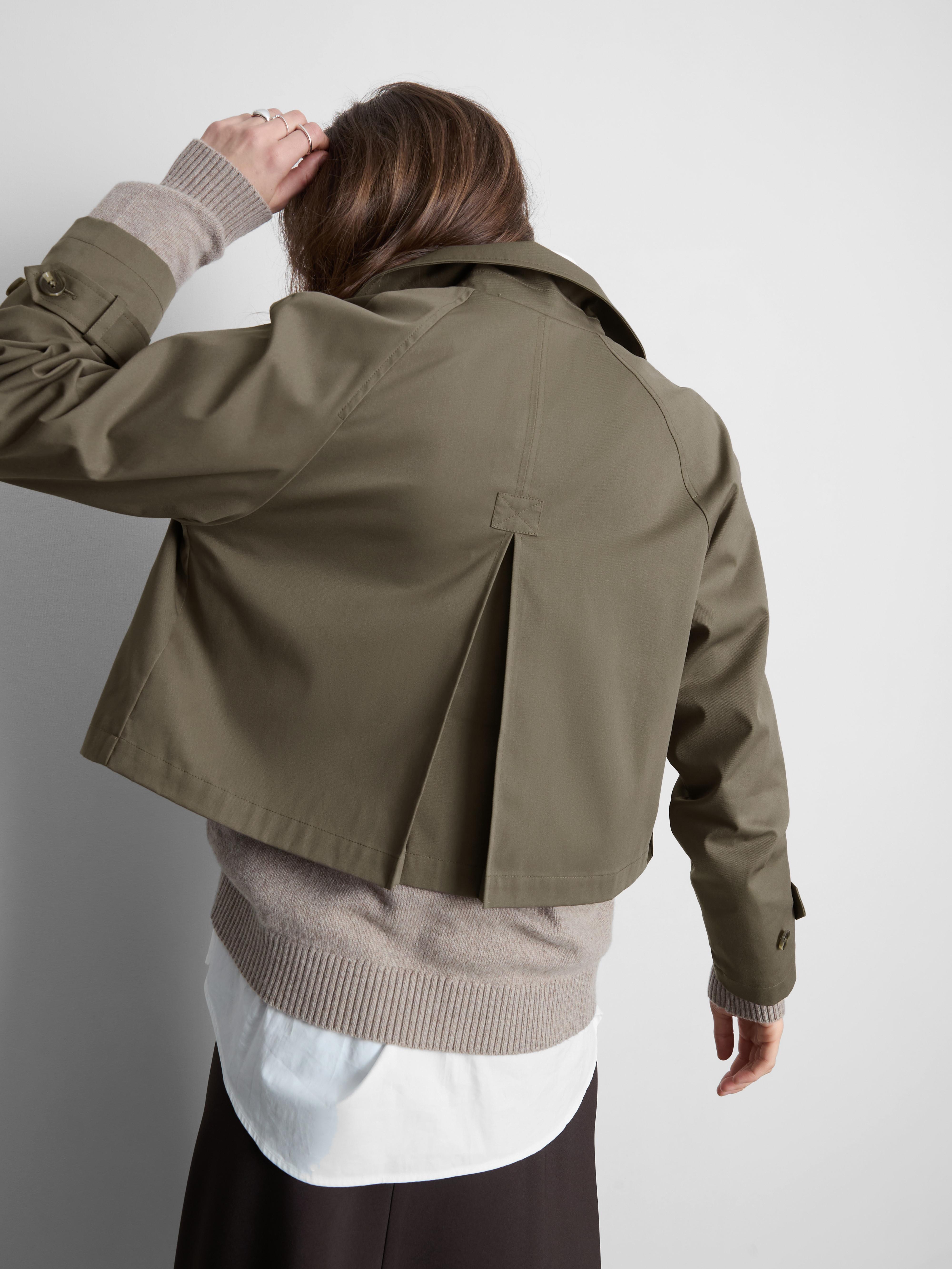 Women's Mocha Double-Breasted Boxy Rain Jacket
