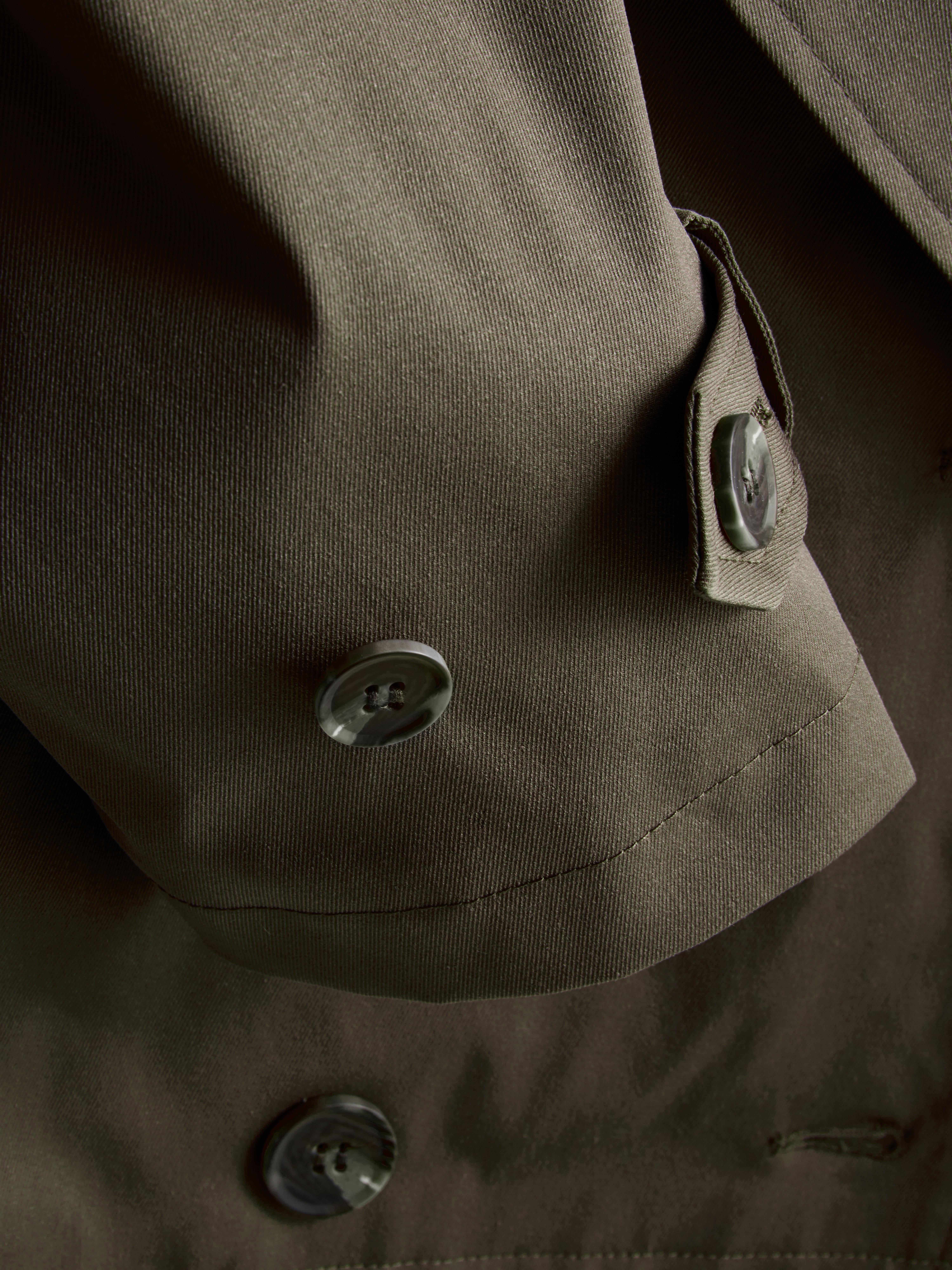 Women's Mocha Double-Breasted Boxy Rain Jacket