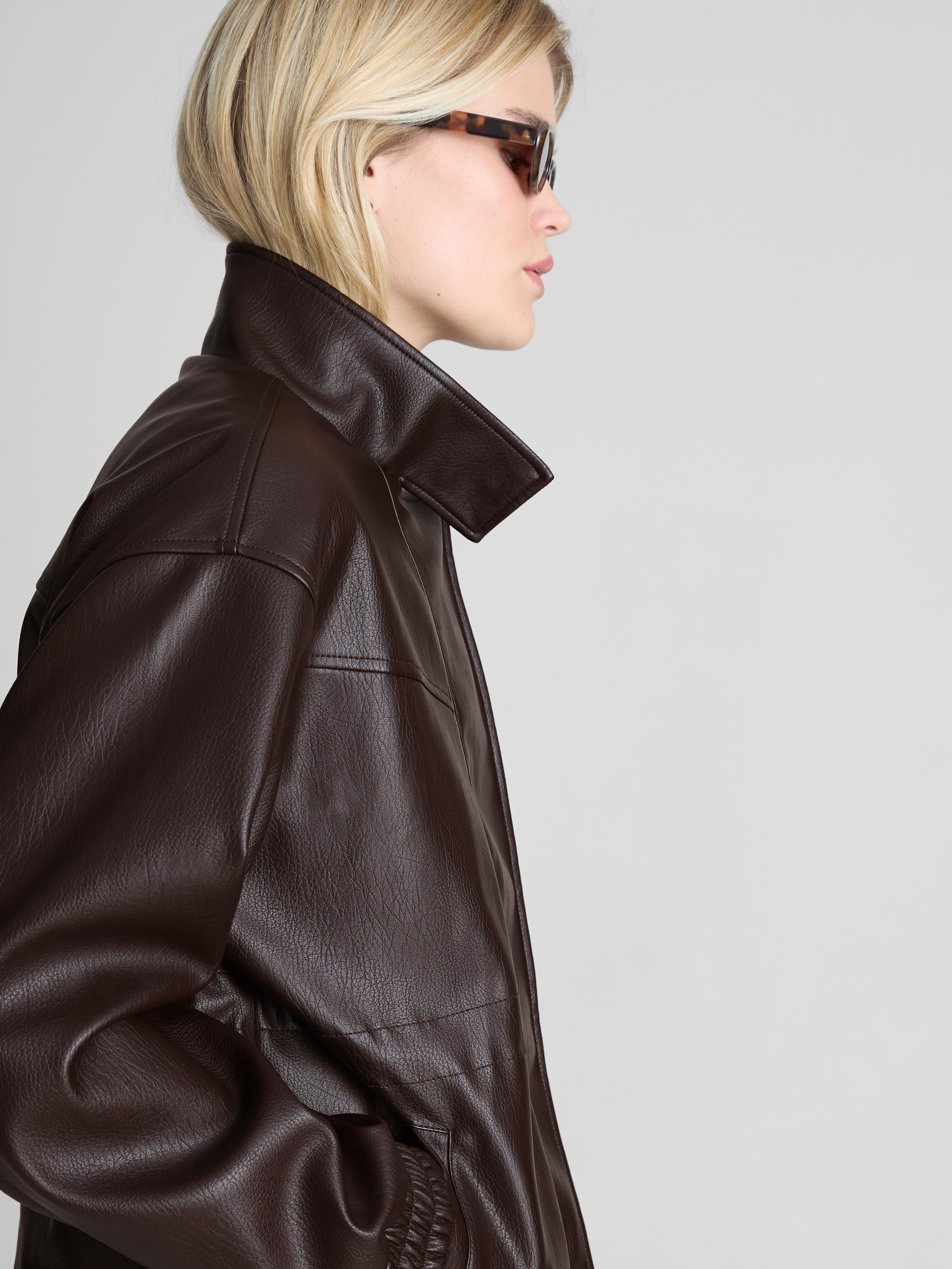 High Neck Faux Leather Utility Jacket