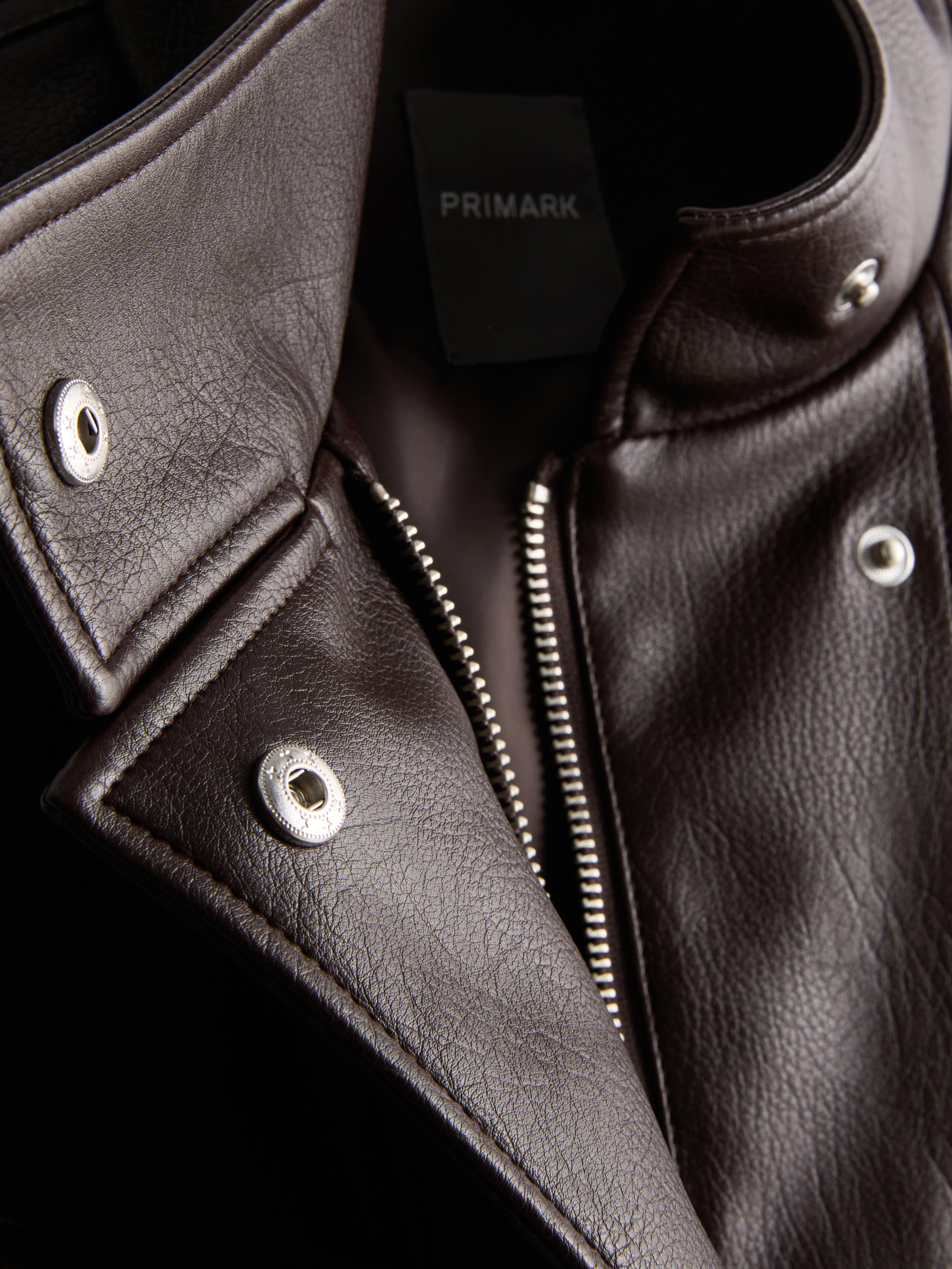 High Neck Faux Leather Utility Jacket