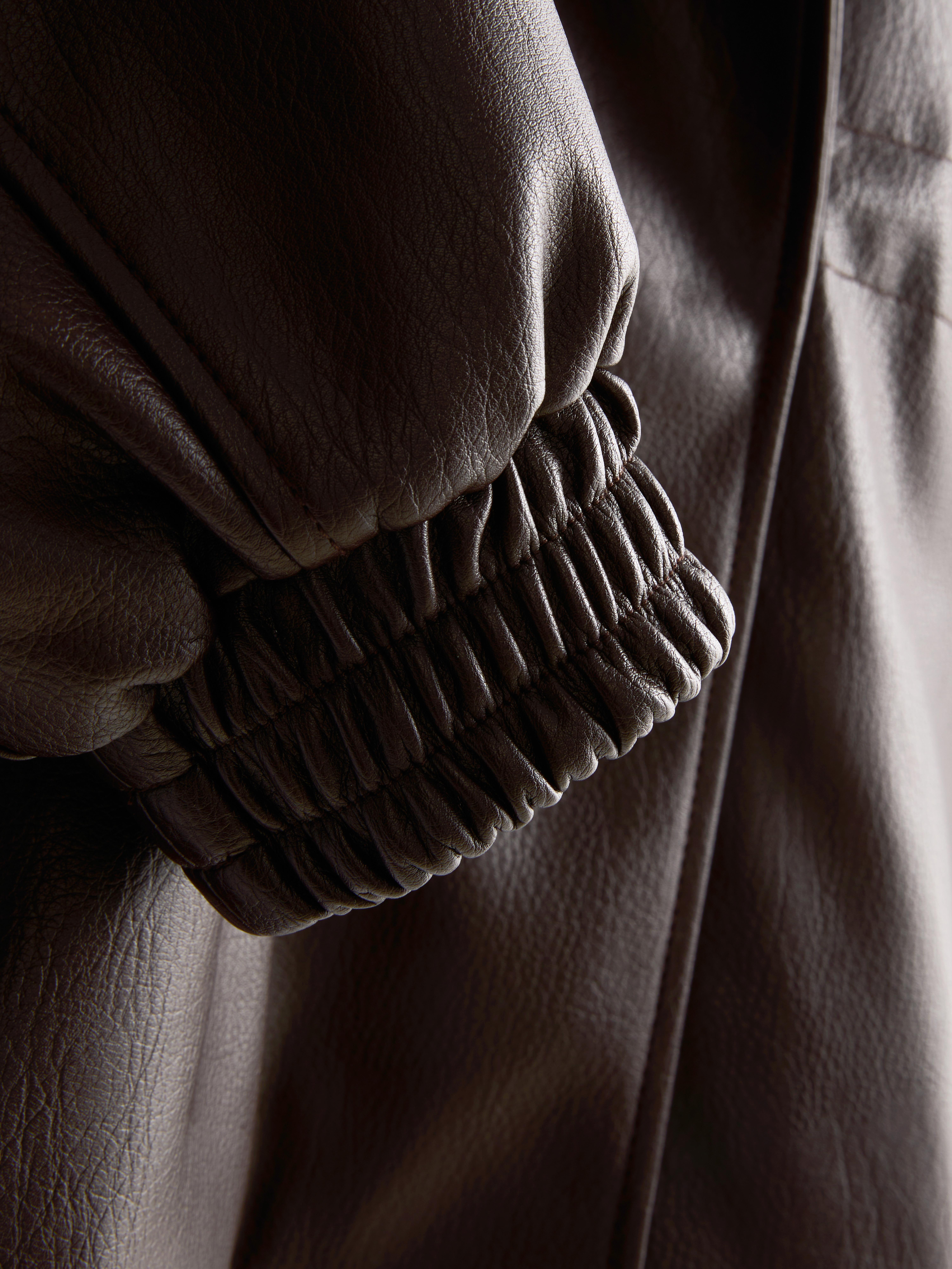 High Neck Faux Leather Utility Jacket