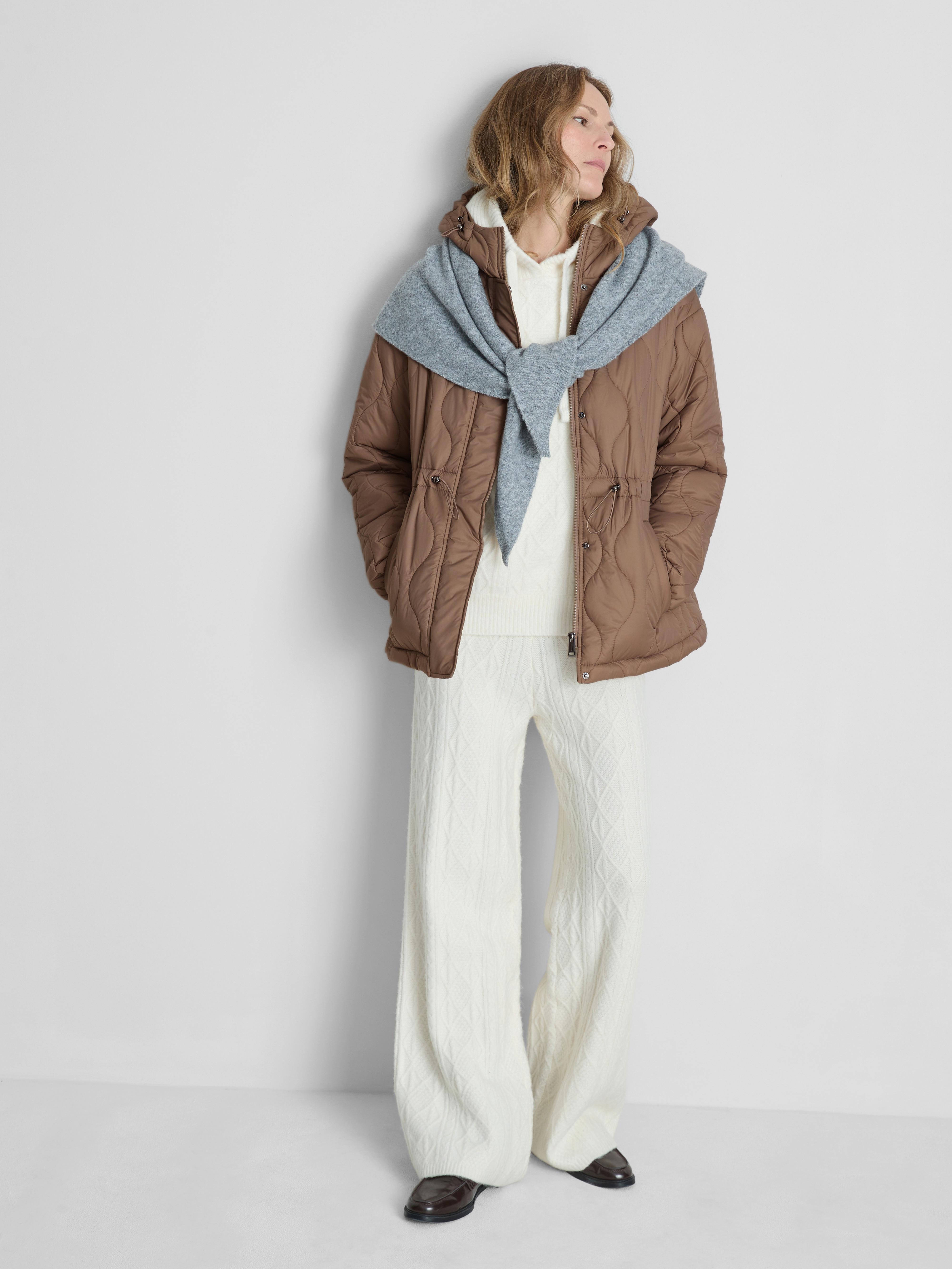 Women's Brown Quilted Cinched Waist Jacket